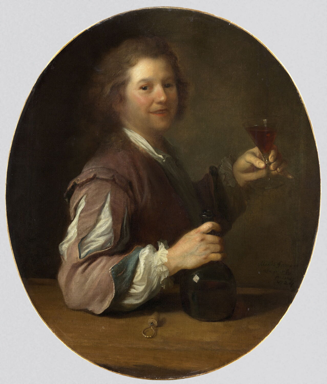 Portrait de l'artiste en buveur., Grimou, Alexis, 1e quart du XVIIIe siècle (1724)