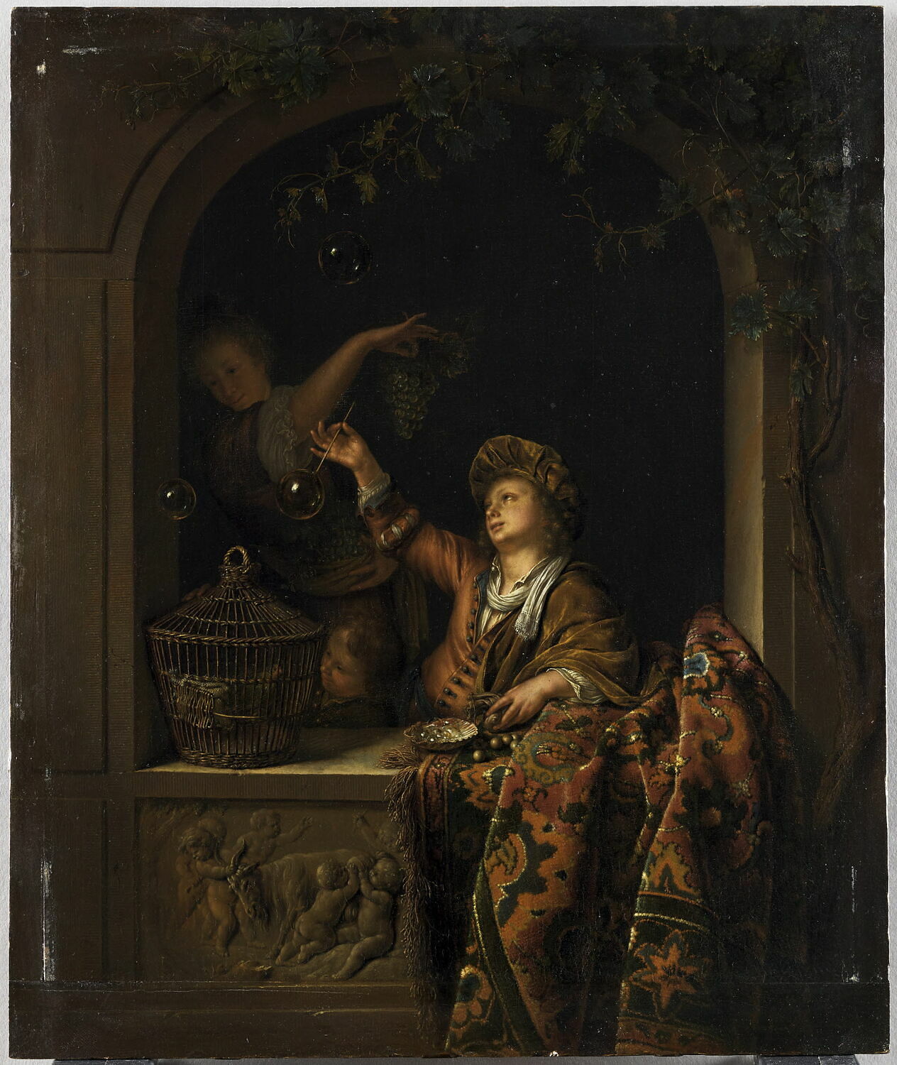 Les Bulles de savon, Mieris, Willem van, Fin du XVIIe siècle - début du XVIIIè siècle (1710 - 1720)