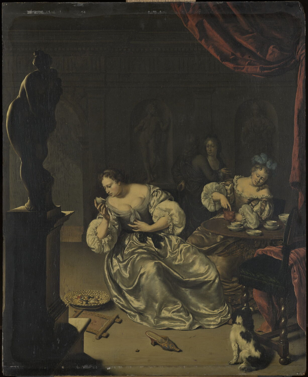 Le Thé, Mieris, Willem van, Fin du XVIIe siècle - début du XVIIIè siècle (À dater en fonction de la mode vers 1680-1690.) (1680 - 1690)