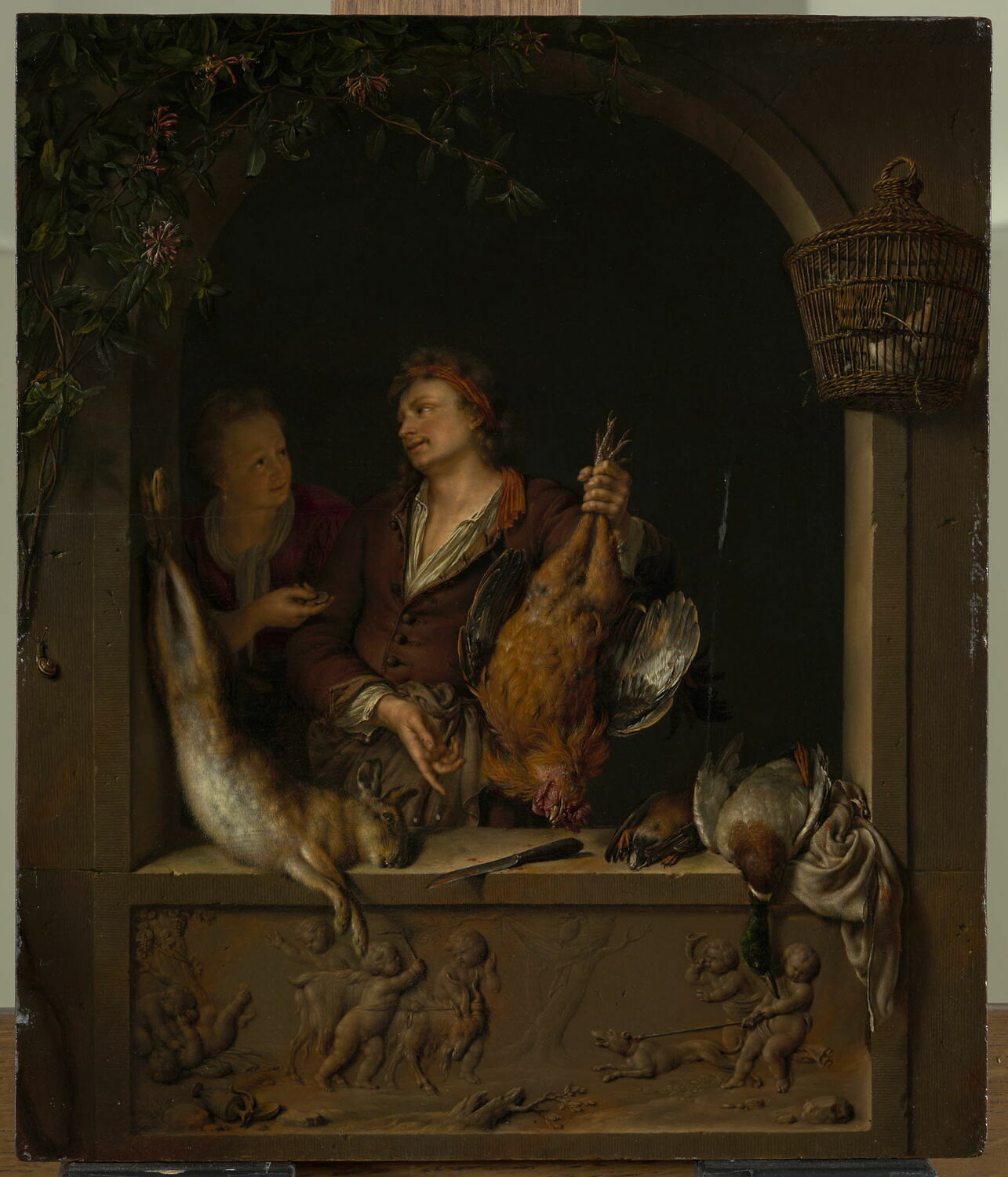 Le Marchand de gibier, Mieris, Willem van, Fin du XVIIe siècle - début du XVIIIè siècle (vers 1710 - 1720)
