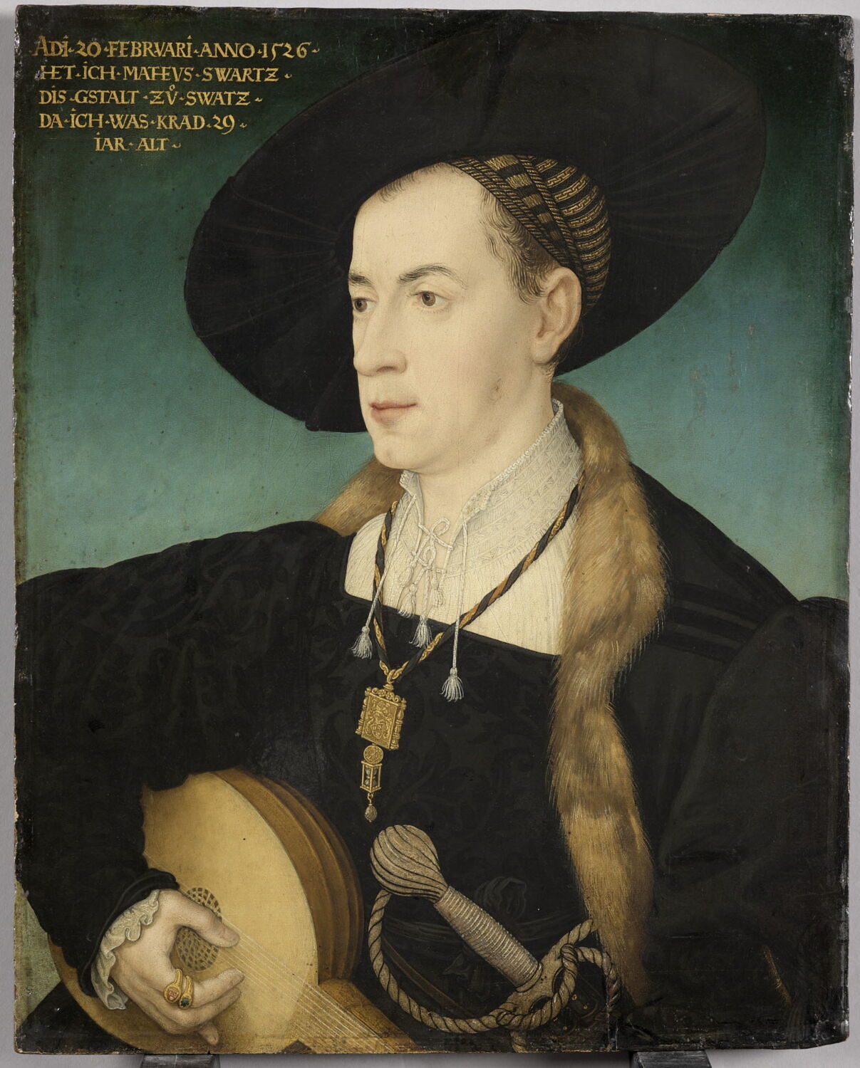 Portrait de Matthäus Schwartz (Augsbourg, 1497-1574) jouant du luth, Maler, Hans, XVIe siècle (1526)