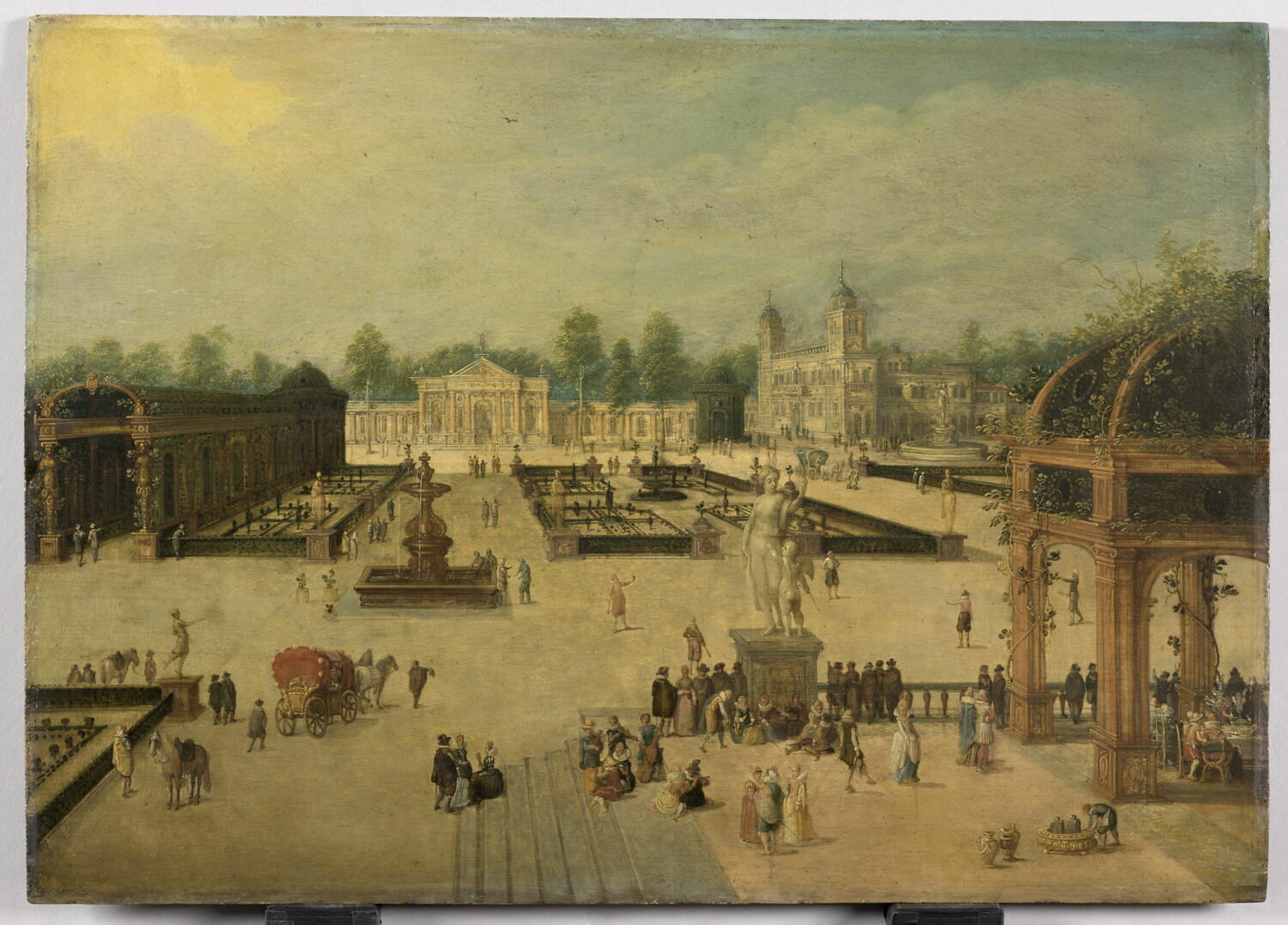 Vue de fantaisie des jardins et de la Villa Médicis à Rome, Caulery, Louis de, 1e moitié du XVIIe siècle (1600 - 1650)
