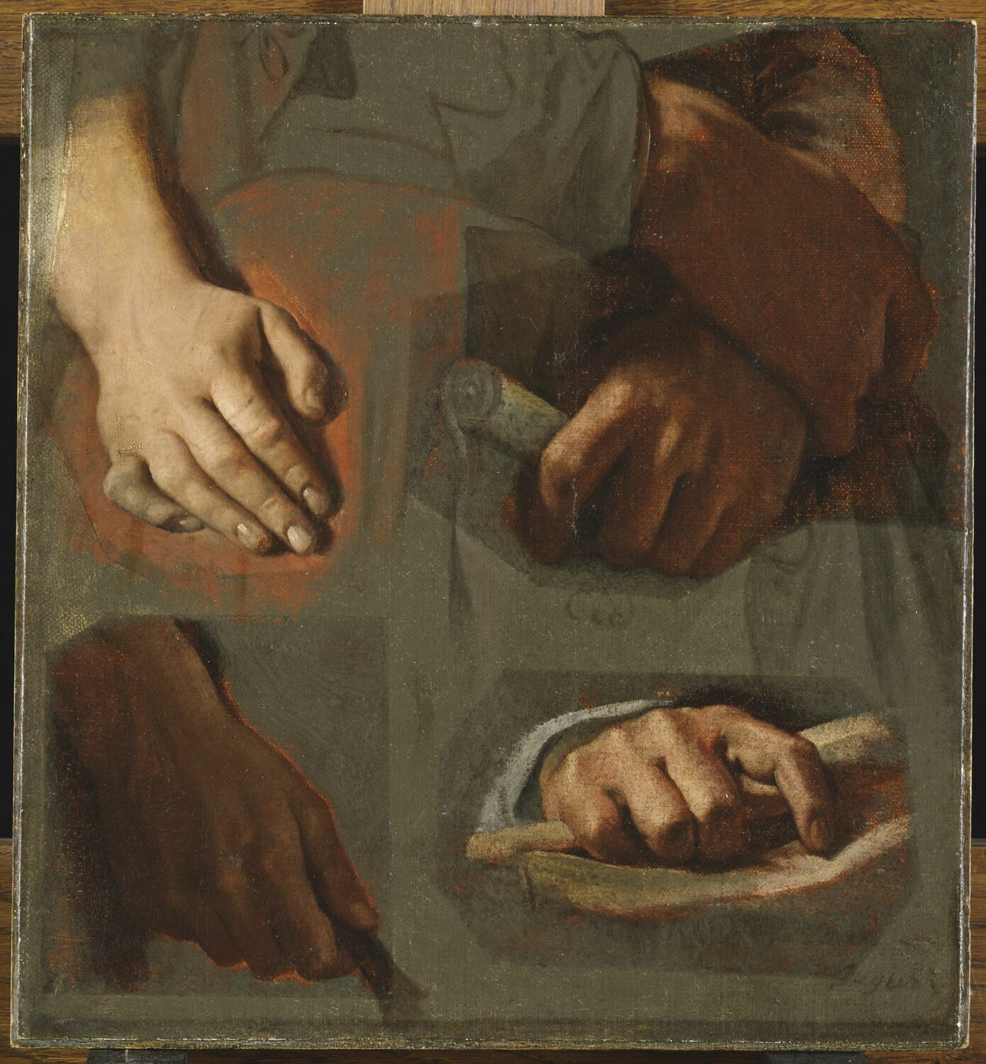 Études pour l' Apothéose d'Homère: mains de Virgile, de Corneille, d'Euripide, Ingres, Jean-Auguste-Dominique, 2e quart du XIXe siècle (1825 - 1850)