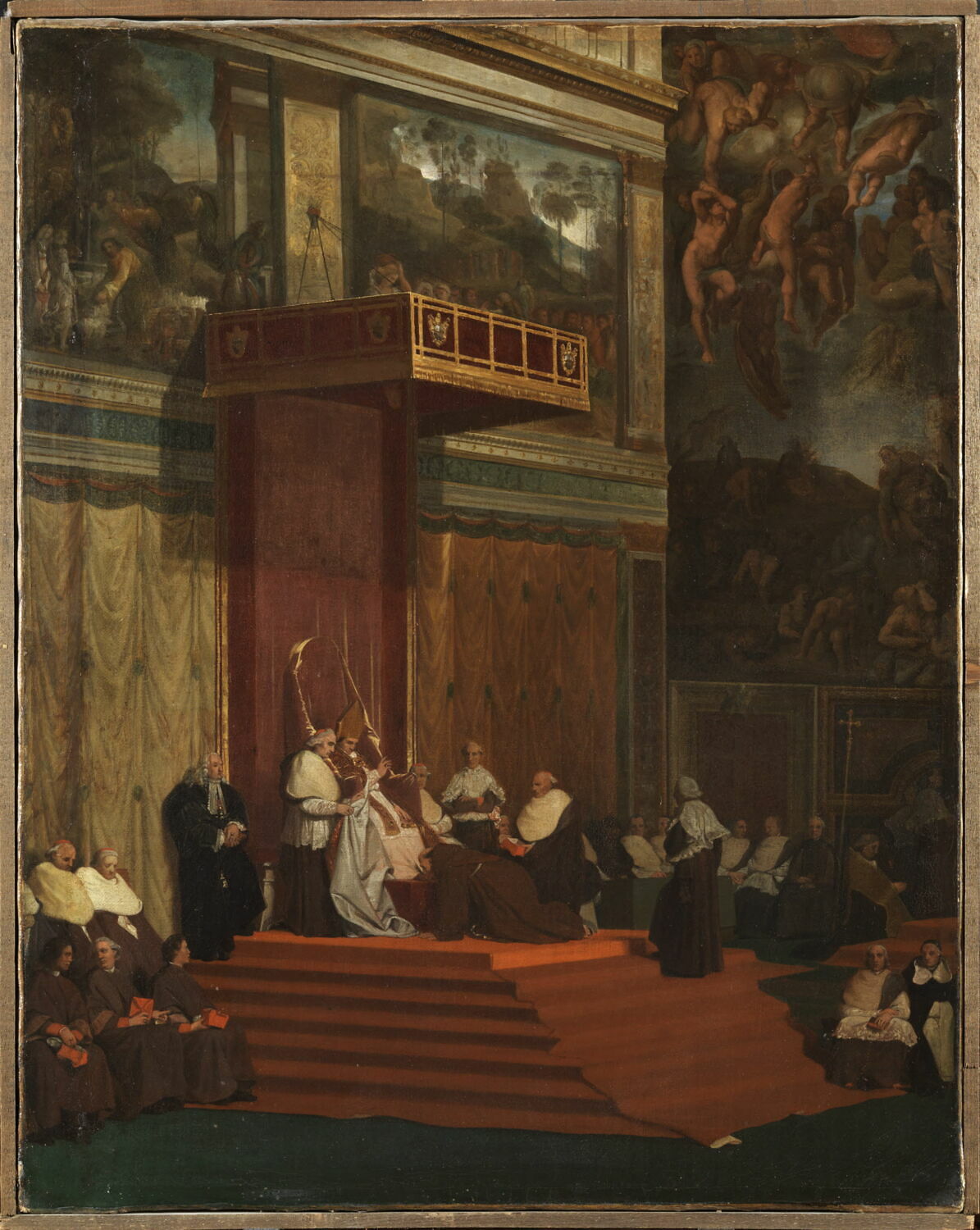 Le pape Pie VII tenant chapelle, Ingres, Jean-Auguste-Dominique, 1e quart du XIXe siècle (1800 - 1825)