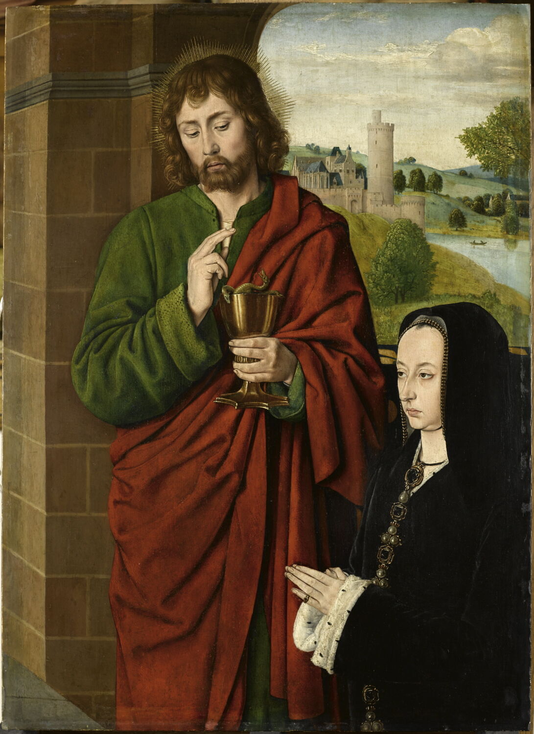 Anne de France, duchesse de Bourbon, présentée par saint Jean l'Evangéliste, Hey, Jean, 4e quart du XVe siècle (vers 1492)