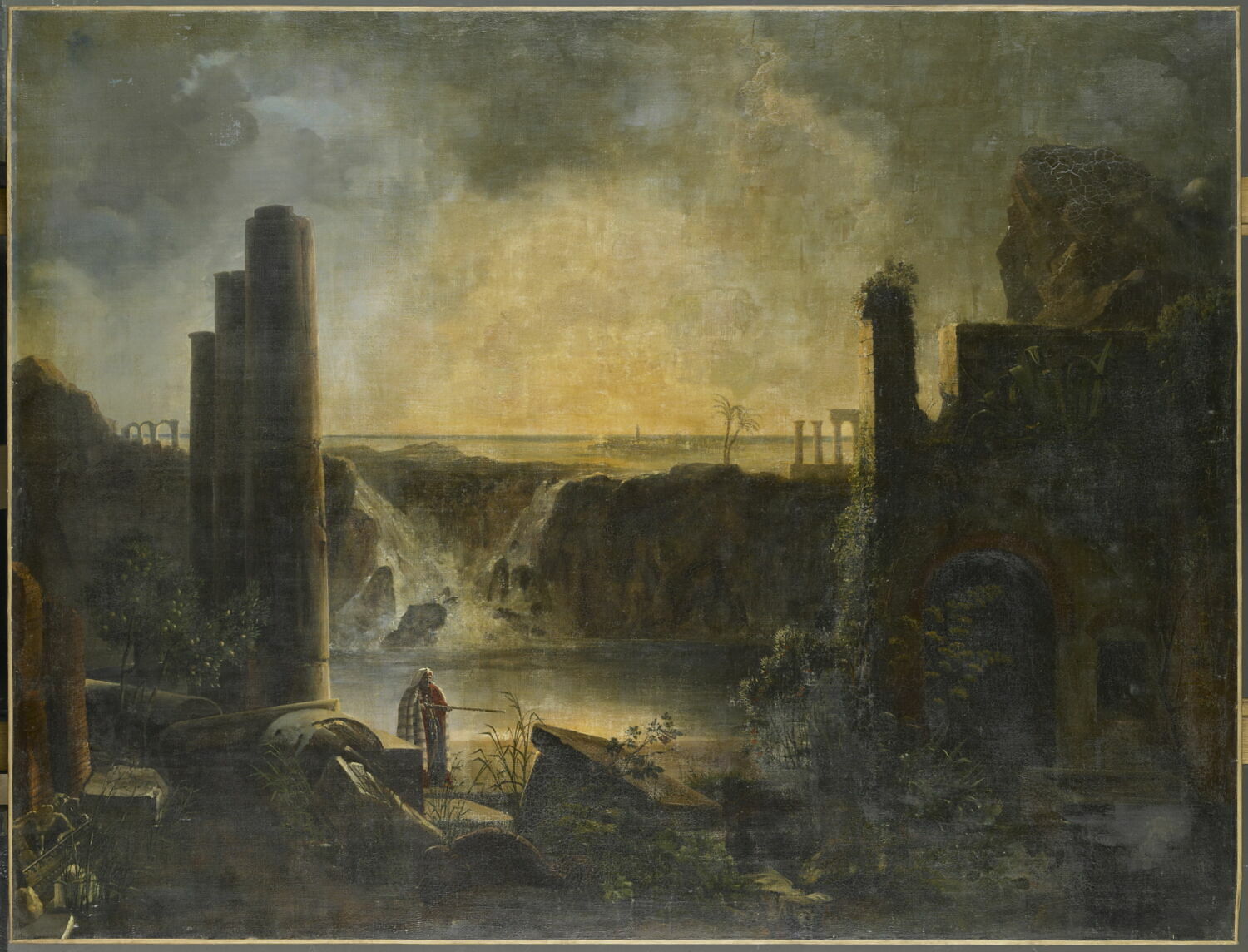 Ruines d'Ascalon en Syrie, effet de soleil levant., Forbin de, Auguste, Louis, Nicolas, Philippe, 2e quart du XIXe siècle (1830)