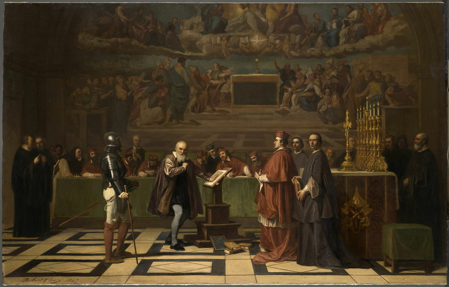 Galilée devant le Saint-Office au Vatican, Robert Fleury, Joseph-Nicolas, 2e quart du XIXe siècle (1847)