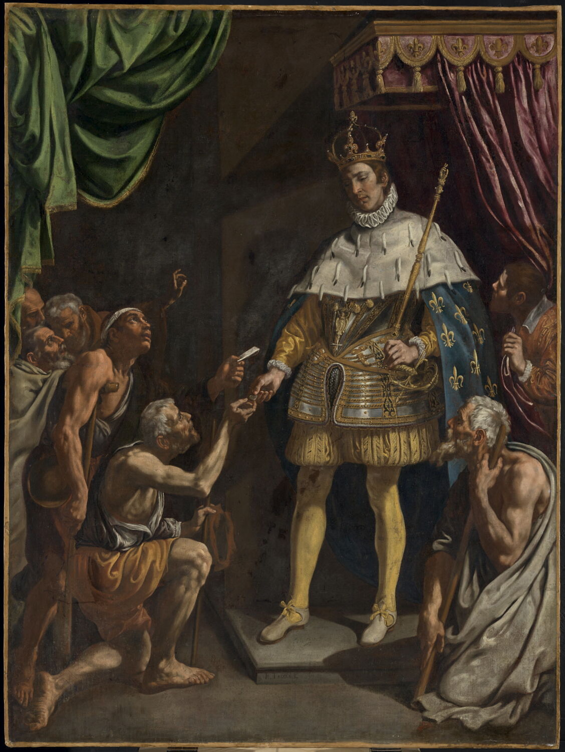 Saint Louis roi de France distribuant les aumônes, Tristán, Luis, 1e quart du XVIIe siècle (1615 - 1620)