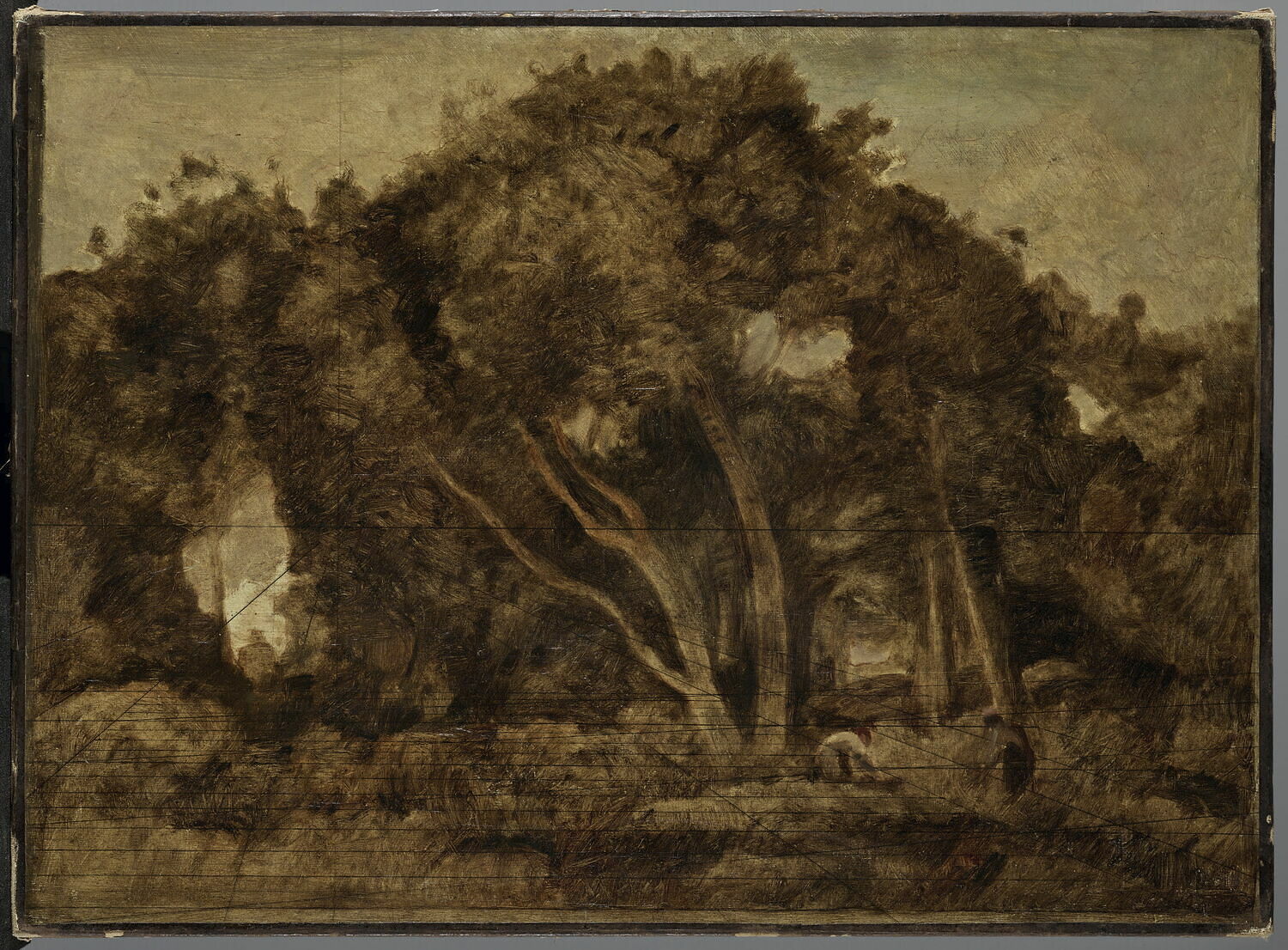 Bûcherons dans une clairière., Corot, Jean-Baptiste Camille, XIXe siècle (1827)