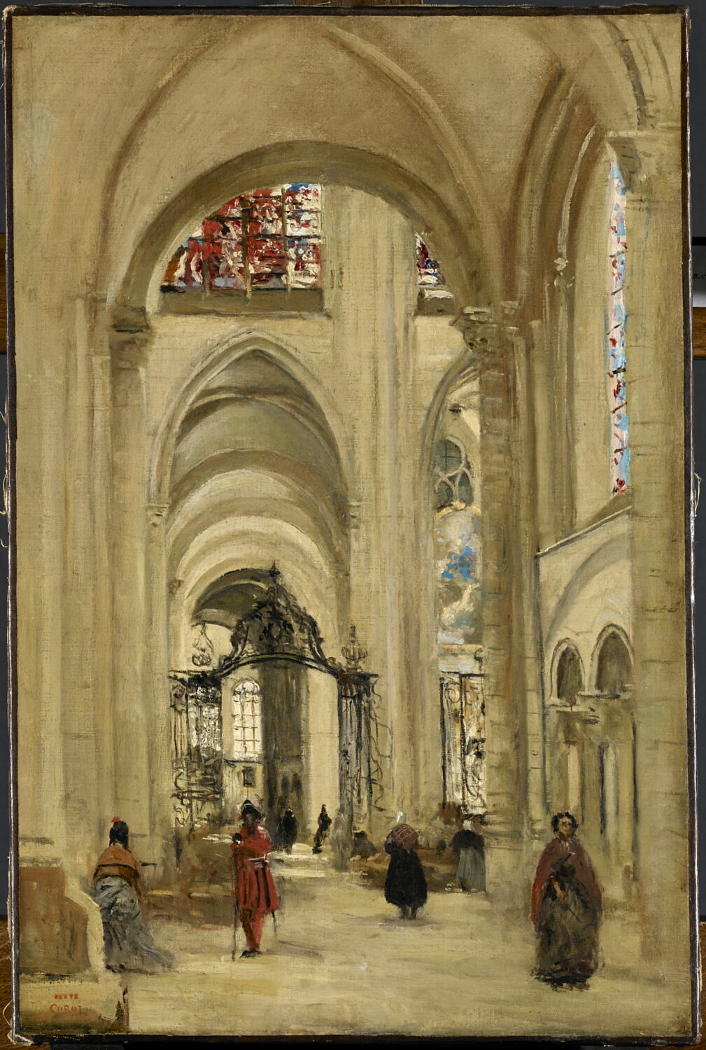 Vue de l'intérieur de la cathédrale de Sens., Corot, Jean-Baptiste Camille, 3e quart du XIXe siècle (1874)