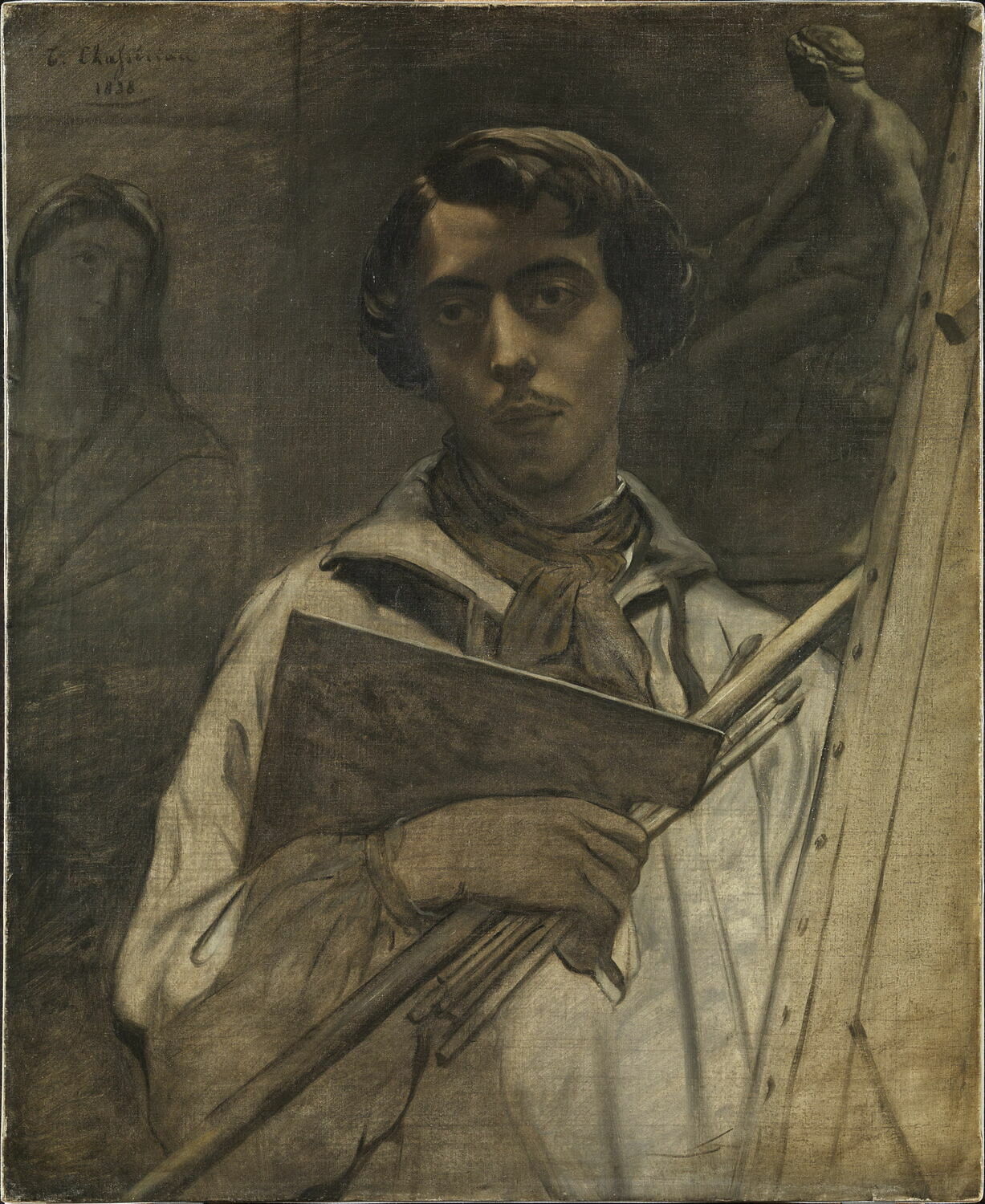 Portrait de l'artiste tenant une palette., Chassériau, Théodore, 2e quart du XIXe siècle (1838)
