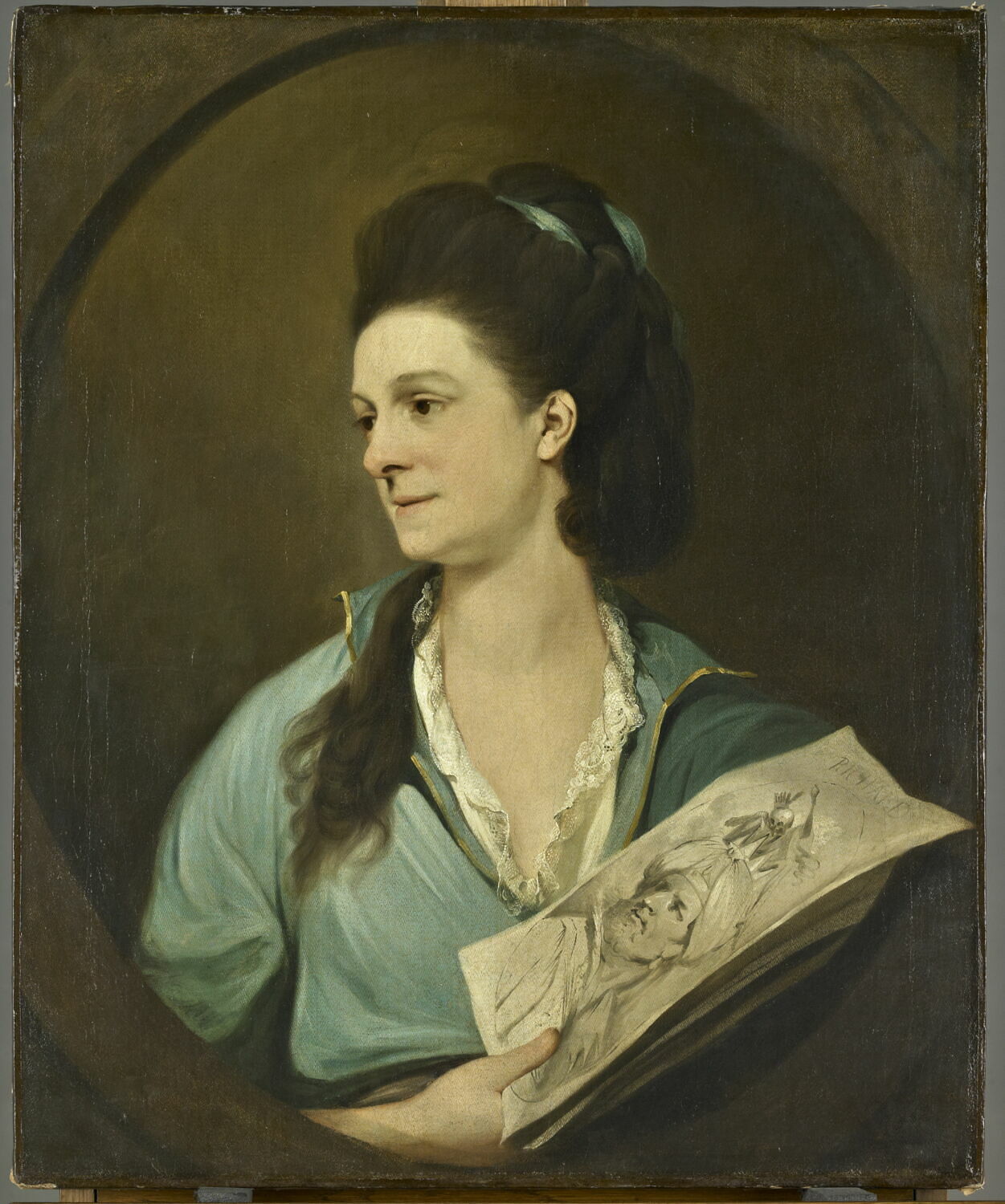 Portrait d'une dame tenant une estampe de l'artiste dit portrait présumé de lady Pigott tenant une estampe, Mortimer, John Hamilton, XVIIIe siècle (1700 - 1800)