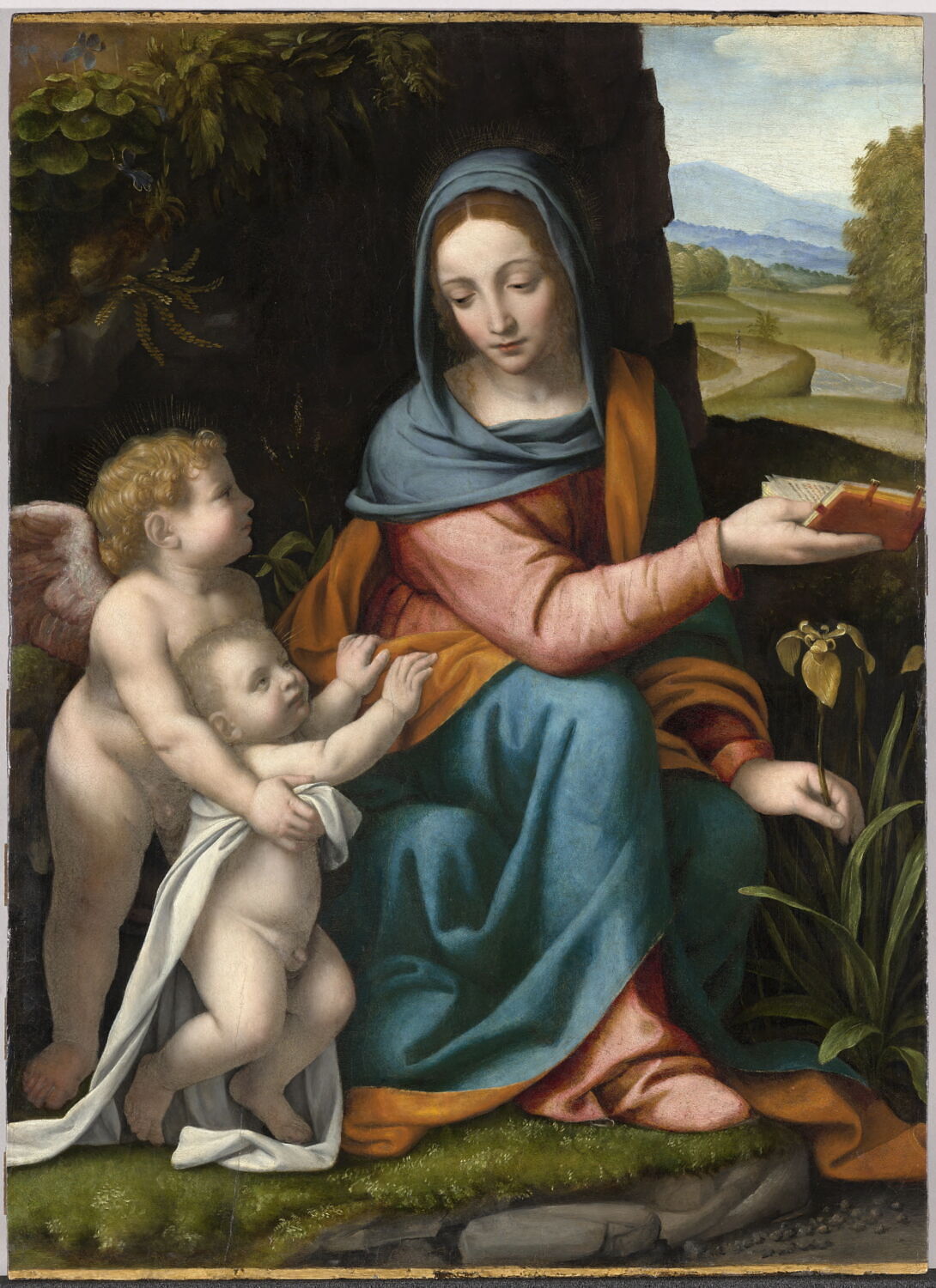 La Vierge à l'Enfant avec un ange, dit Madone de Menaggio, Luini, Bernardino, 1e quart du XVIe siècle (1500 - 1525)