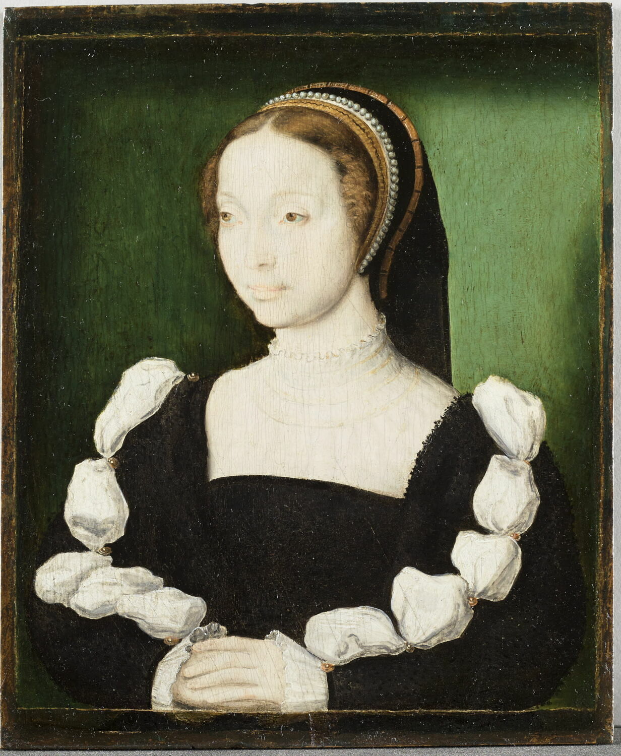 Anne Stuart, dit autrefois Portrait présumé d'Anne de La Queille, ou encore:  Portrait de Jacqueline de Rohan-Gyé., Corneille de Lyon, 2e quart du XVIe siècle (1534)