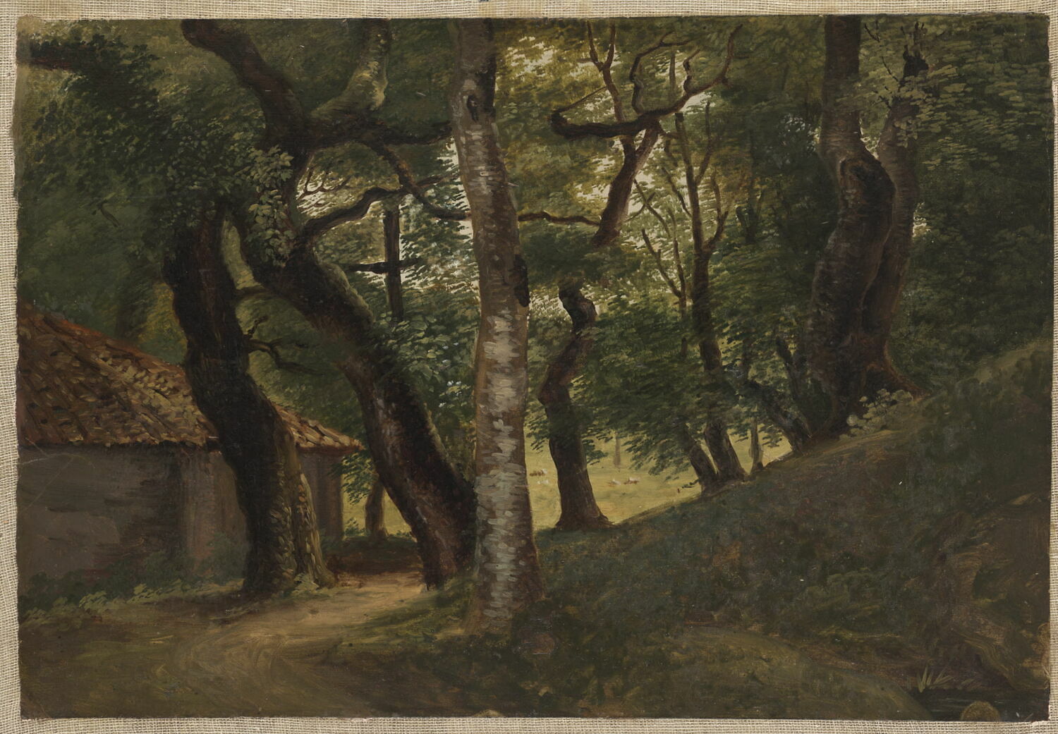 Forêt de la villa Borghèse,  dit aussi  Arbres à la Villa Borghèse, Valenciennes, Pierre de, 4e quart du XVIIIe siècle (vers 1782 - 1784)