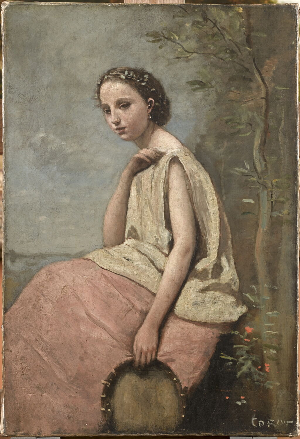 Zingara au tambour de basque., Corot, Jean-Baptiste Camille, 3e quart du XIXe siècle (1850 - 1875)