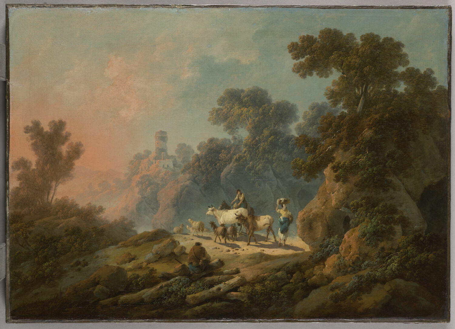 Paysage avec troupeau, Pillement, Jean, 4e quart du XVIIIe siècle (1799)