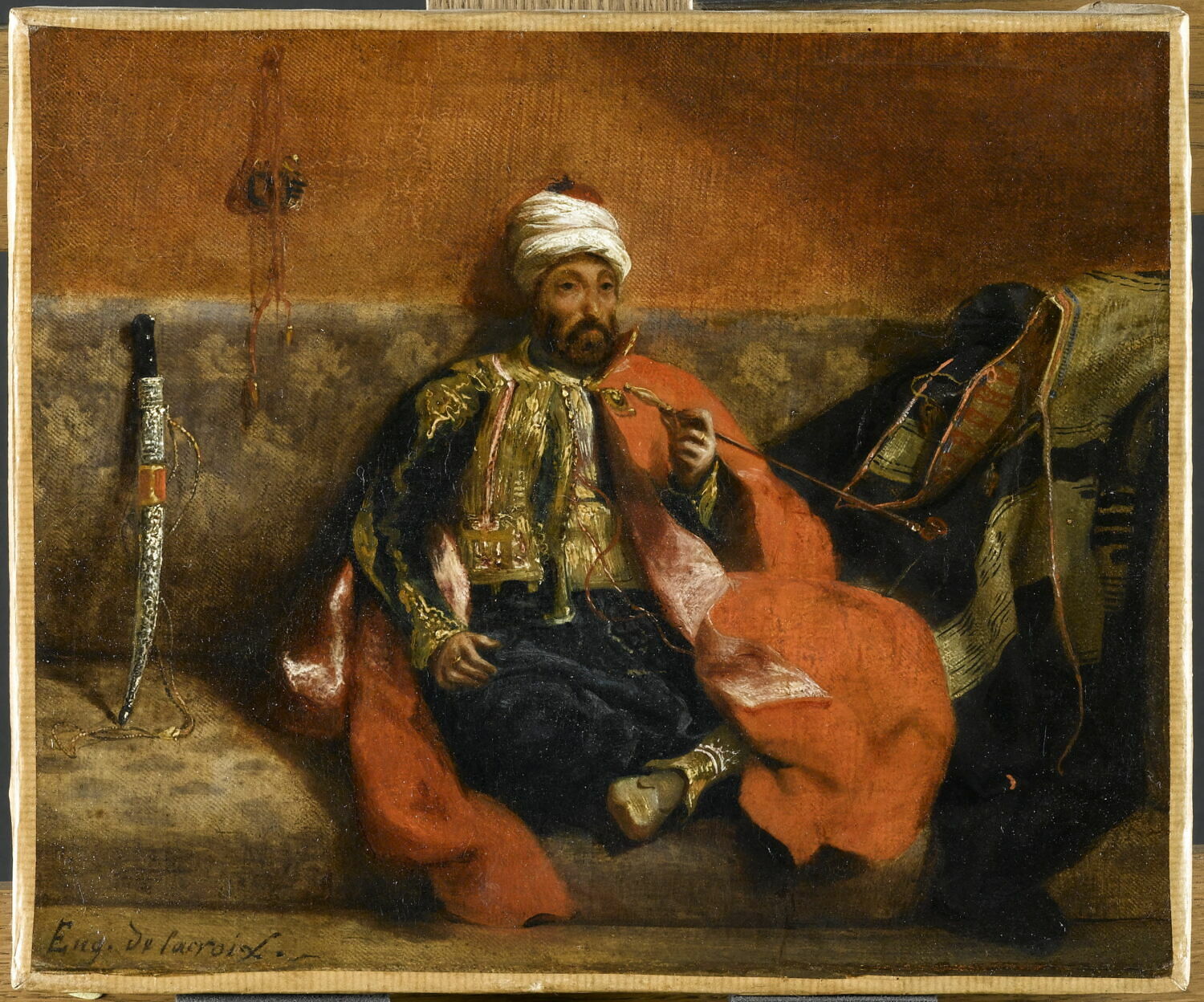 Turc fumant, assis sur un divan, Delacroix, Eugène, 2e quart du XIXe siècle (1838)
