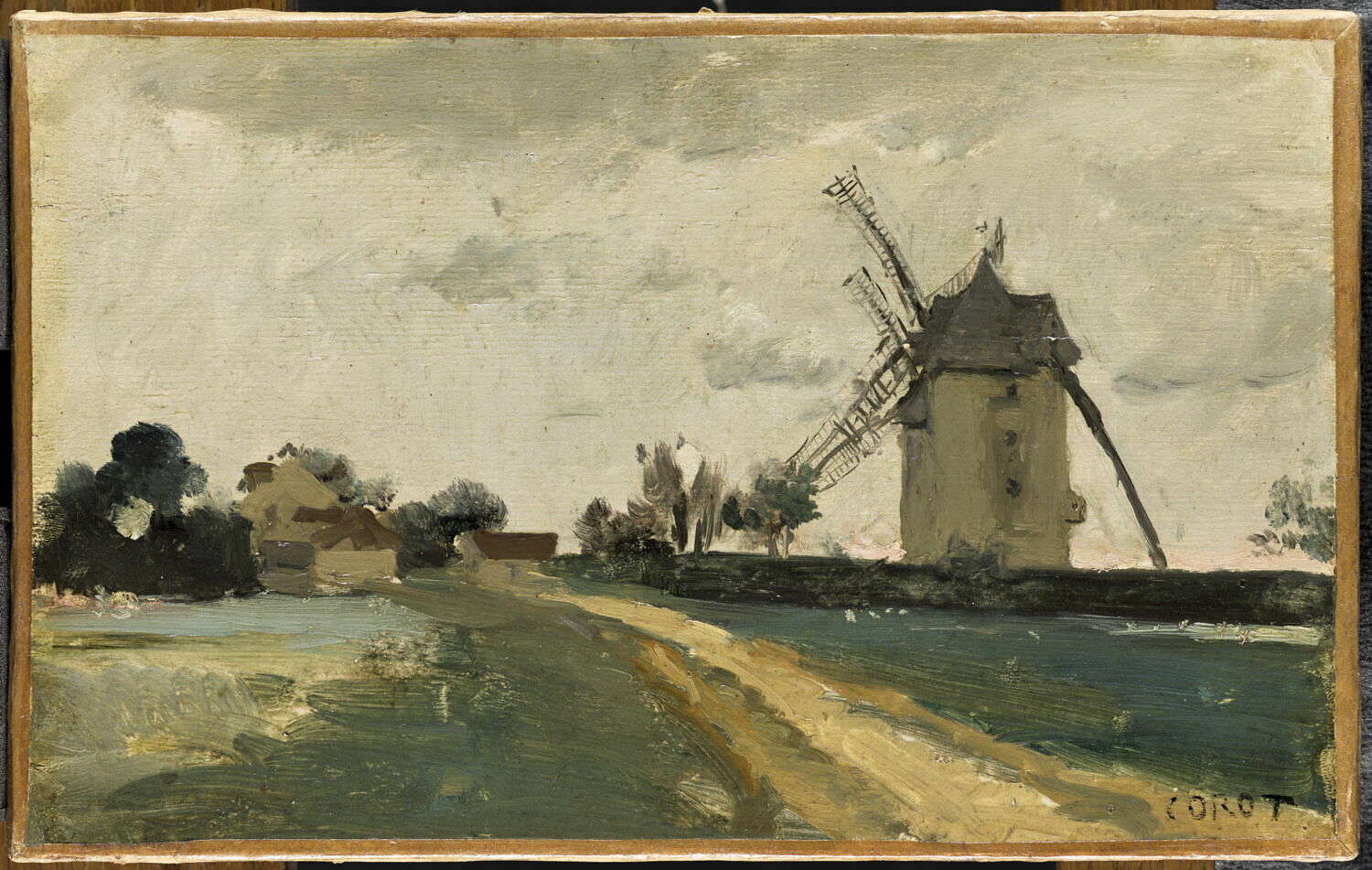 Moulins à vent jumeaux sur la butte de Picardie (environs de Versailles)., Corot, Jean-Baptiste Camille, 3e quart du XIXe siècle (1850 - 1875)
