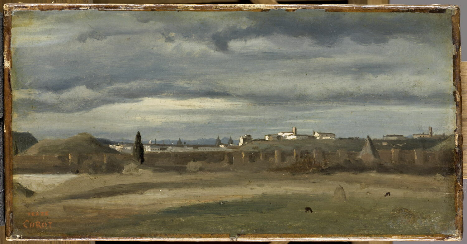 Campagne romaine. Le Monte Testaccio., Corot, Jean-Baptiste Camille, 2e quart du XIXe siècle (1825)