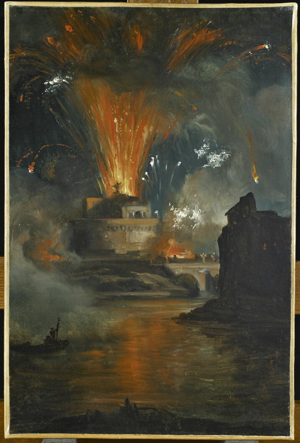 Le feu d'artifice tiré du château Saint-Ange, Michallon, Achille Etna, 1e quart du XIXe siècle (1821)