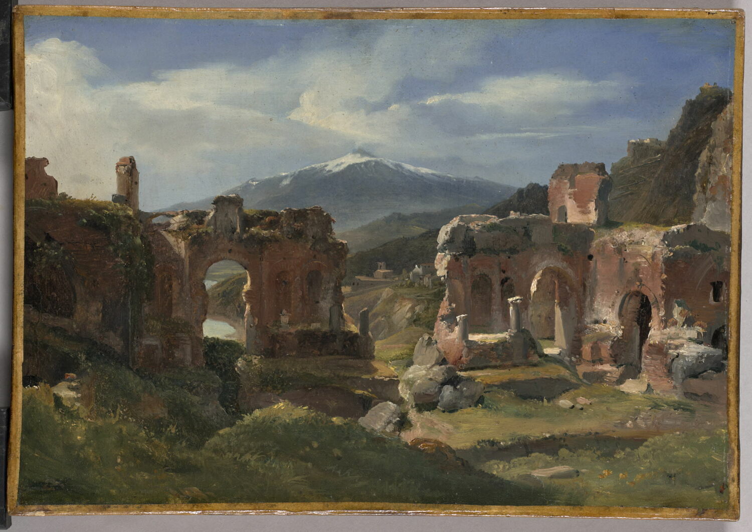Ruines du théâtre de Taormine (Sicile), Michallon, Achille Etna, 1e quart du XIXe siècle (1820)