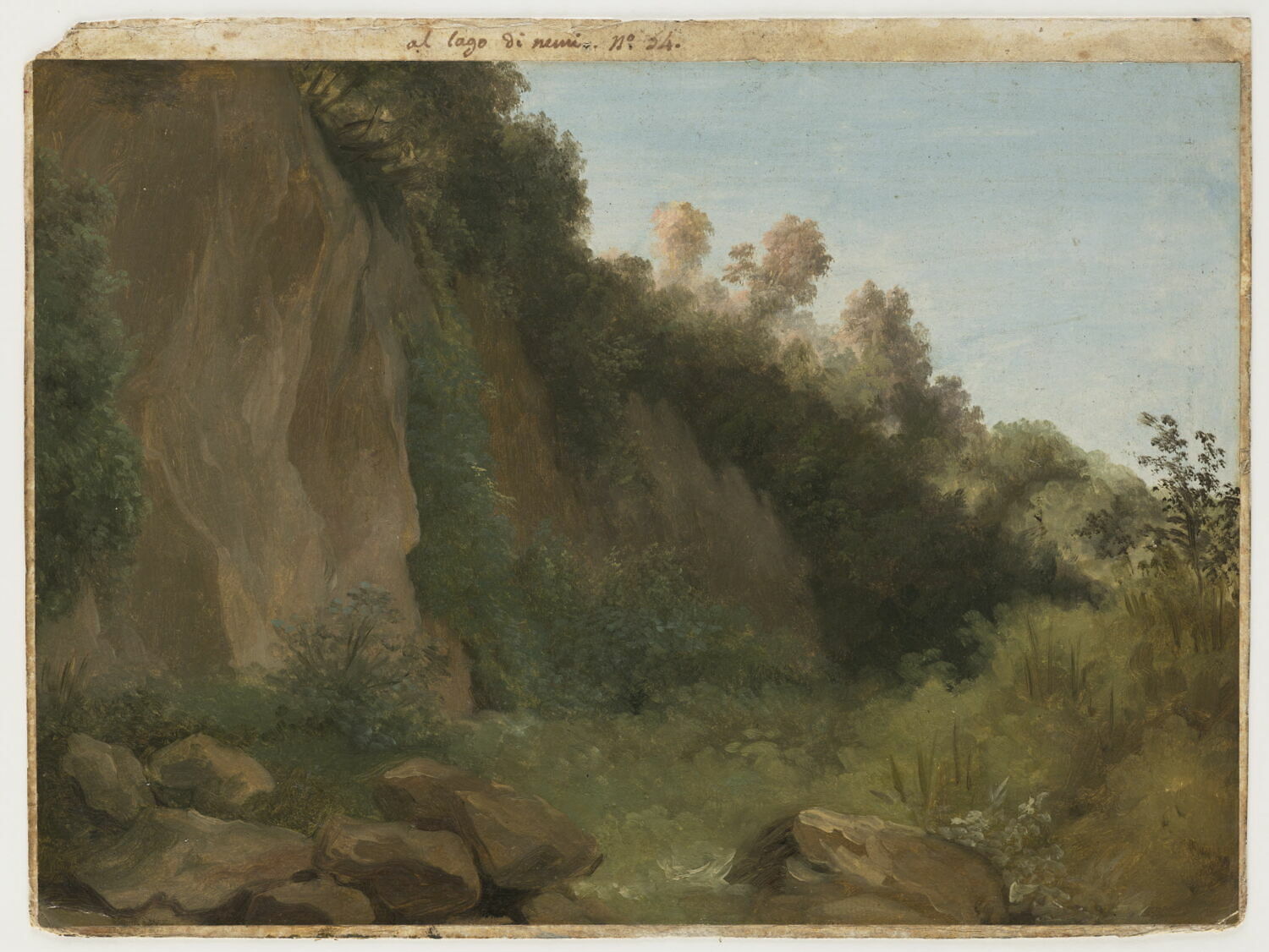 À Nemi : rochers et buissons, Valenciennes, Pierre de, 4e quart du XVIIIe siècle (1782 - 1784)