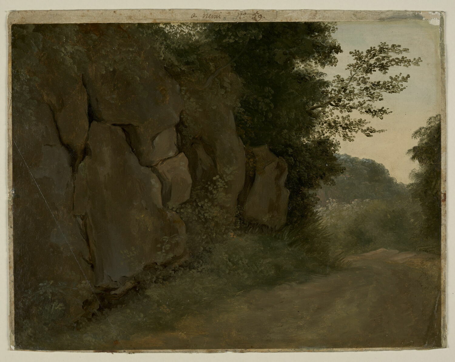 Environs du lac de Nemi: rochers, Valenciennes, Pierre de, 4e quart du XVIIIe siècle (vers 1782 - 1784)