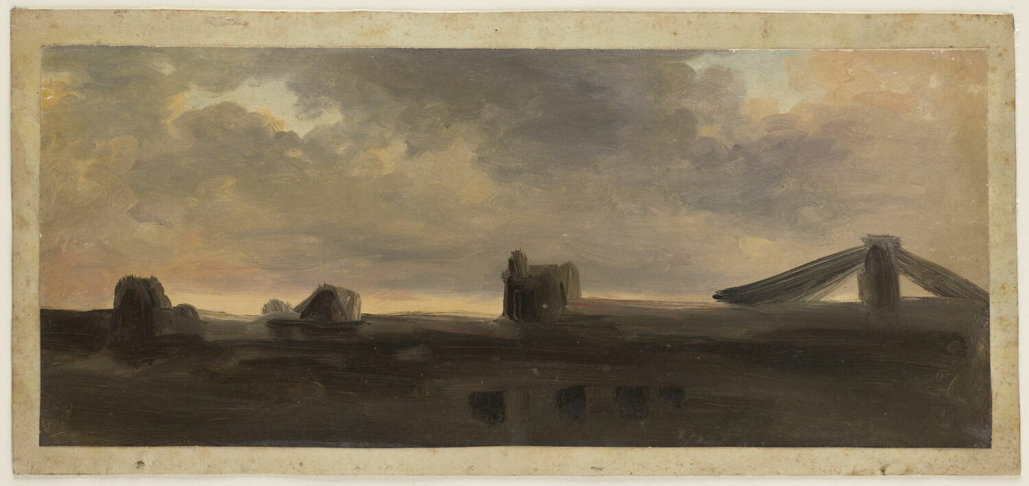 Ciel et toits, dit aussi Ruines dans une plaine au crépuscule, Valenciennes, Pierre de, 4e quart du XVIIIe siècle (1782 - 1784)