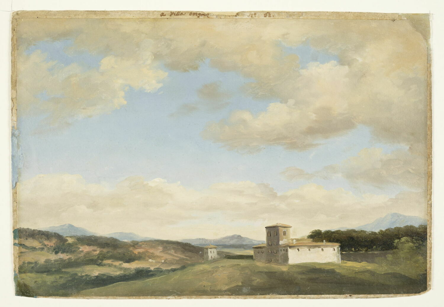 À la villa Borghèse: arbres et fabriques, Valenciennes, Pierre de, 4e quart du XVIIIe siècle (1782 - 1784)