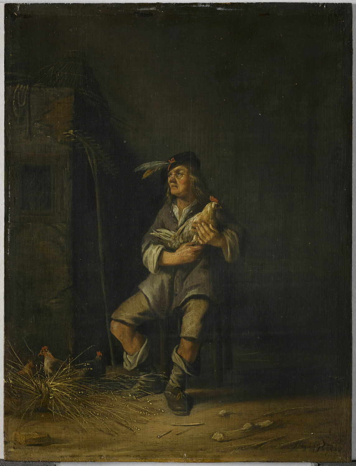 Le Toucher: paysan tenant une poule, Palamedesz., Anthonie, 2e quart du XVIIe siècle (1655)