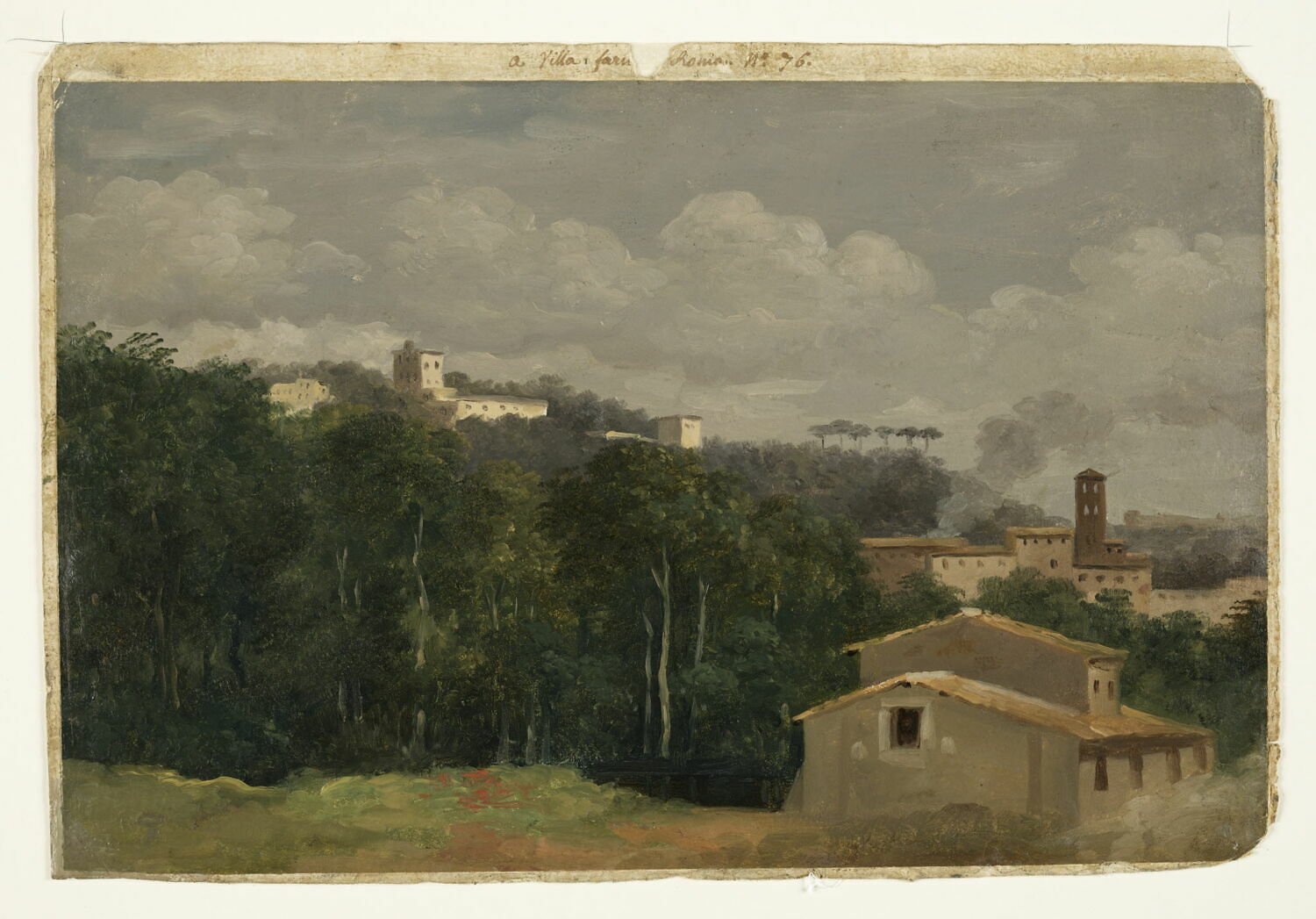 À la villa Farnèse: les maisons parmi les arbres, Valenciennes, Pierre de, 4e quart du XVIIIe siècle (vers 1782 - 1784)