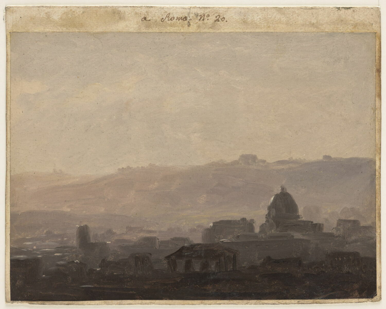 Rome : maisons dominées par un dôme, Valenciennes, Pierre de, 4e quart du XVIIIe siècle (1782 - 1784)