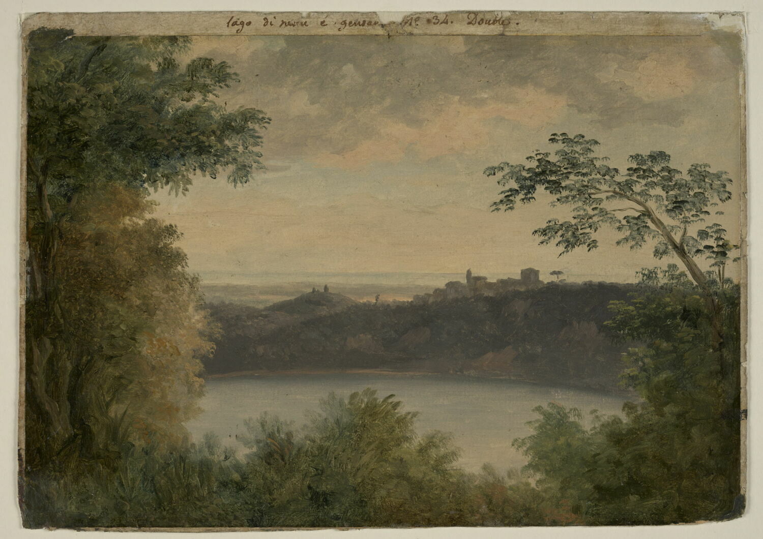 Vue du lac de Nemi et Genzano, Valenciennes, Pierre de, 4e quart du XVIIIe siècle (vers 1782 - 1784)