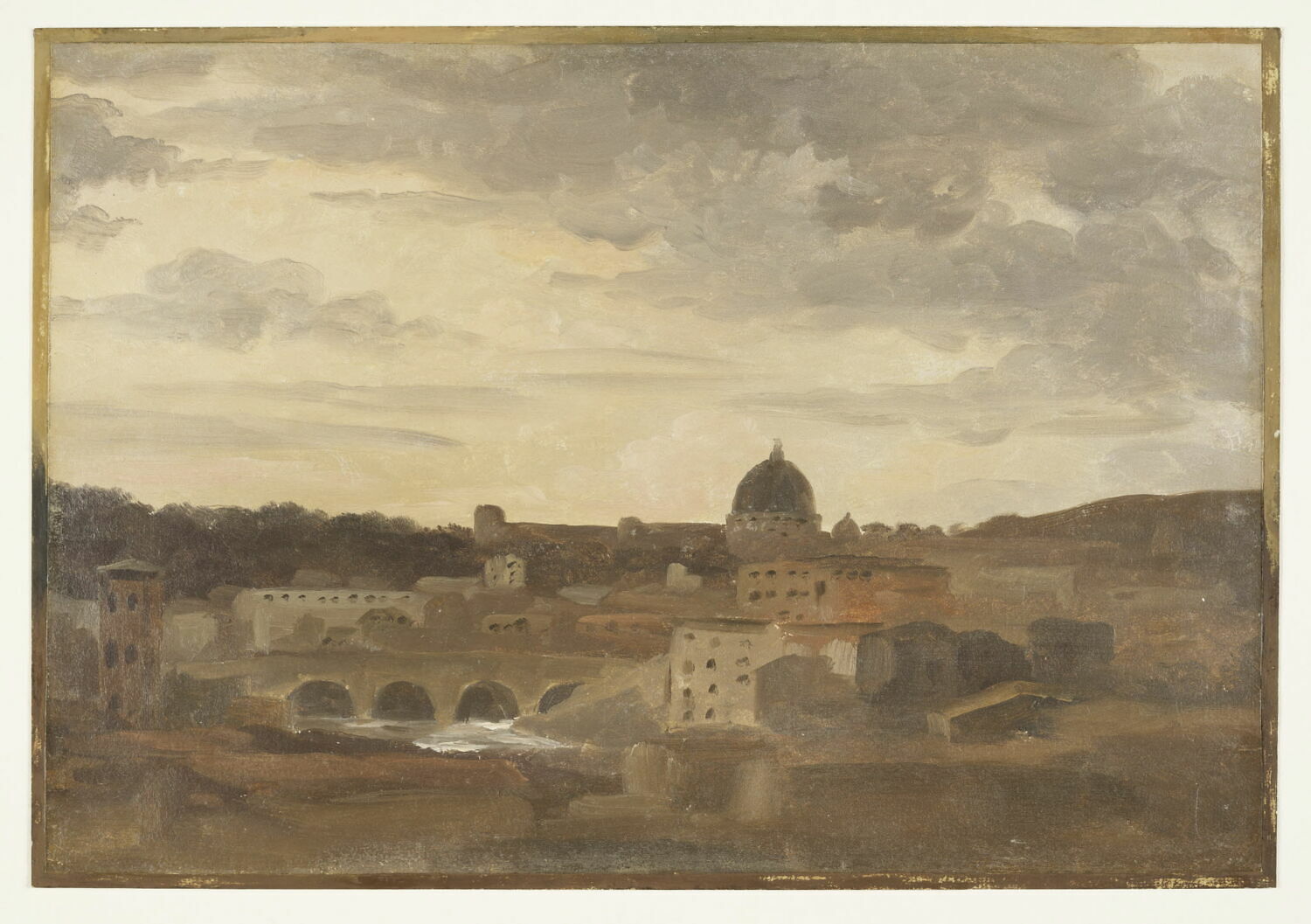 Vue de Rome par temps d'orage, dit aussi :Vue de Rome le soir, et :Rome-orage chaud, Valenciennes, Pierre de, 4e quart du XVIIIe siècle (vers 1782 - 1784)