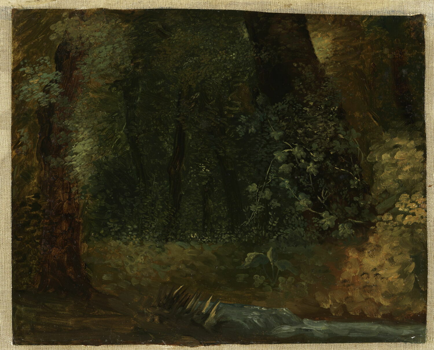 À la Villa Borghèse: ruisseau coulant parmi les arbres, Valenciennes, Pierre de, 1e quart du XIXe siècle (1800 - 1825)