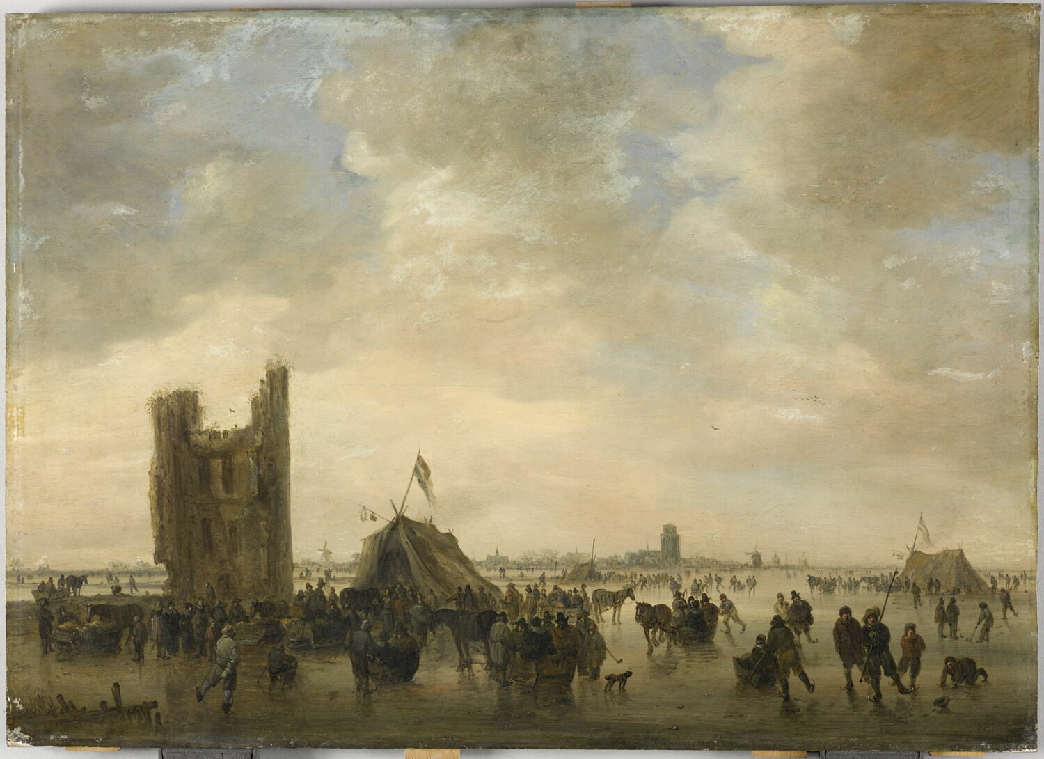 Scène de patinage, Goyen, Jan van, 2e quart du XVIIe siècle (1649)