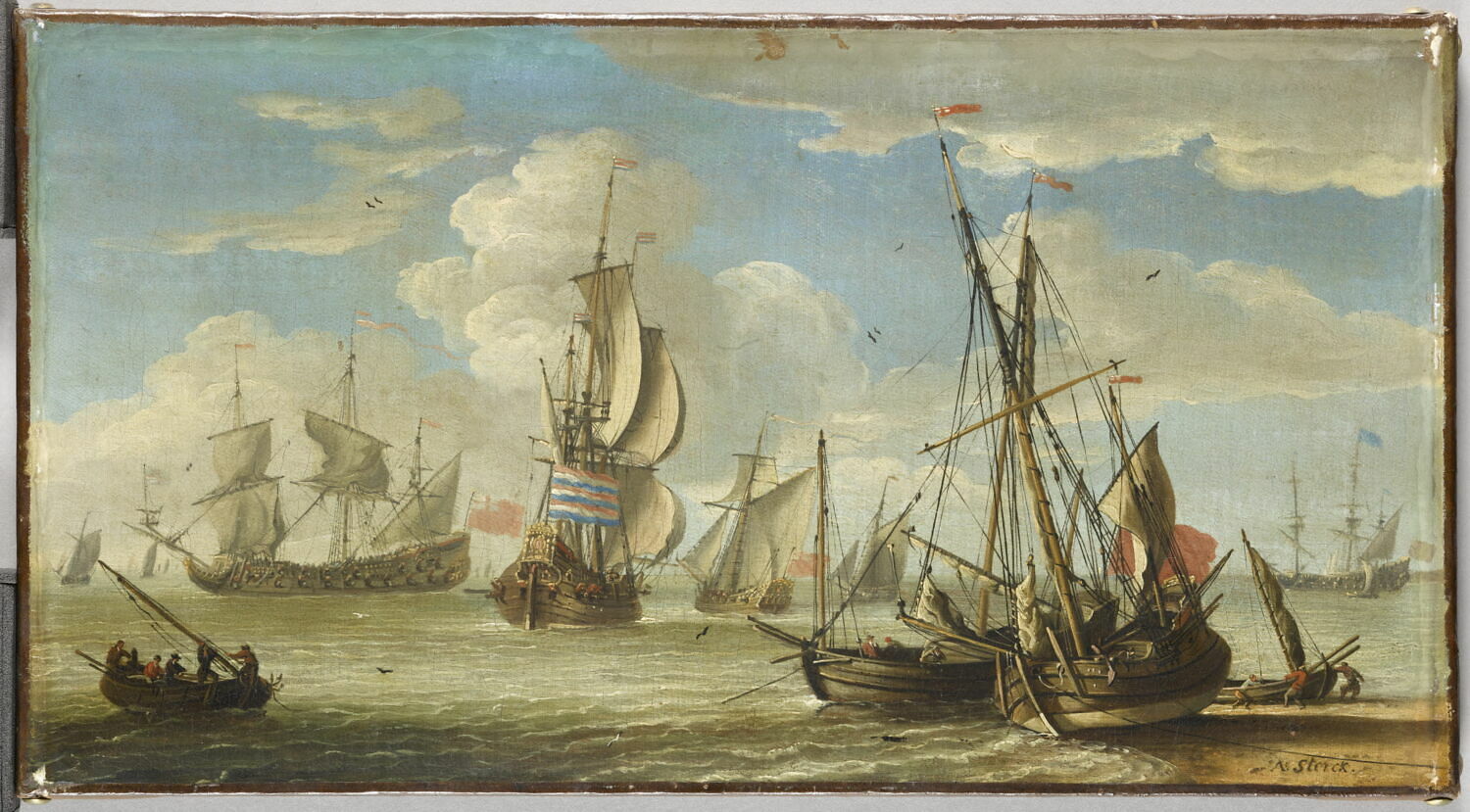 Vaisseaux et barques sur la mer, Storck, Abraham, Fin du XVIIe siècle - début du XVIIIè siècle (1675 - 1725)