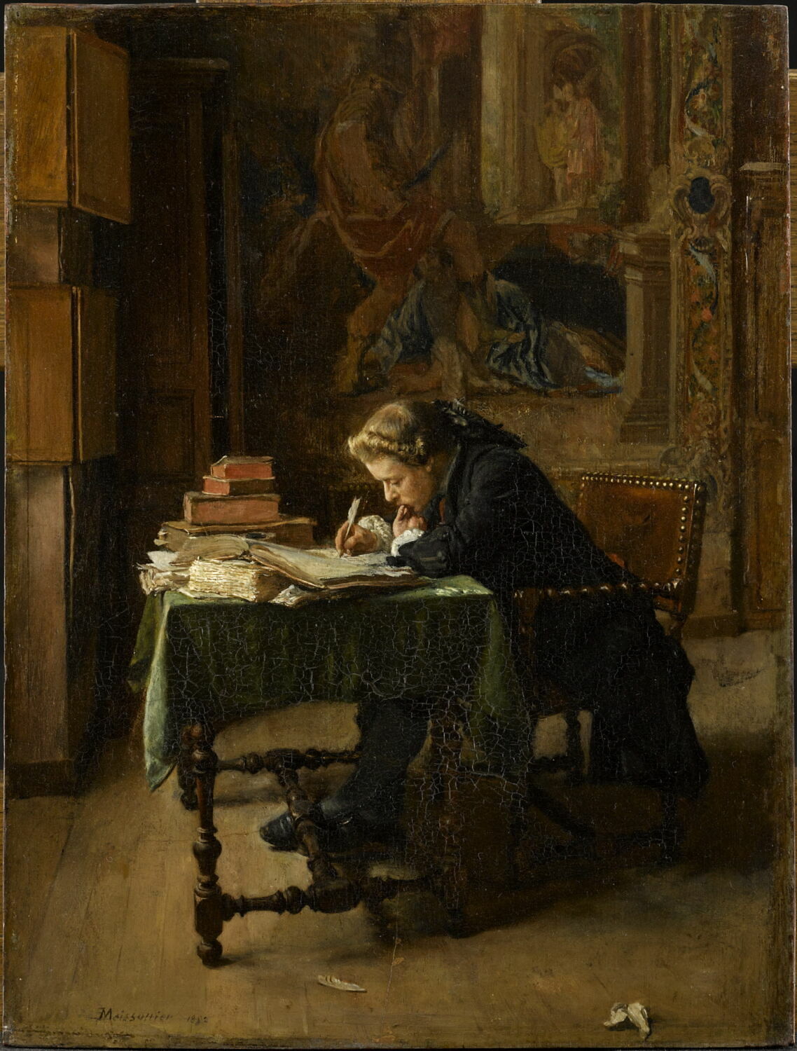 Jeune homme travaillant, dit aussi Jeune homme écrivant, Meissonier, Ernest, 3e quart du XIXe siècle (1852)