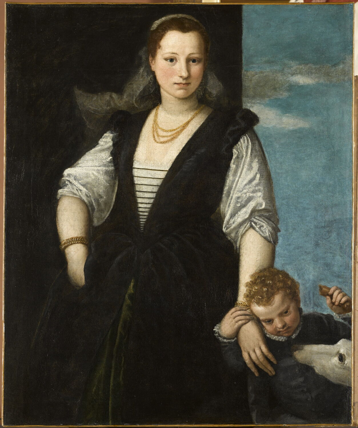 Femme avec un enfant et un chien, Paolo Caliari, dit Veronese, XVIe siècle (1500 - 1600)