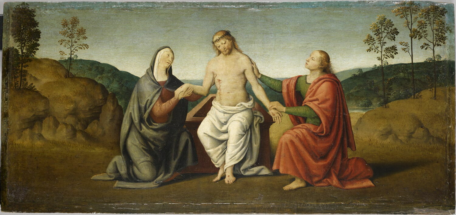 Le Christ mort soutenu par la Vierge et saint Jean, Lo Spagna, Fin du XVe siècle - début du XVIe siècle (1450 - 1528)