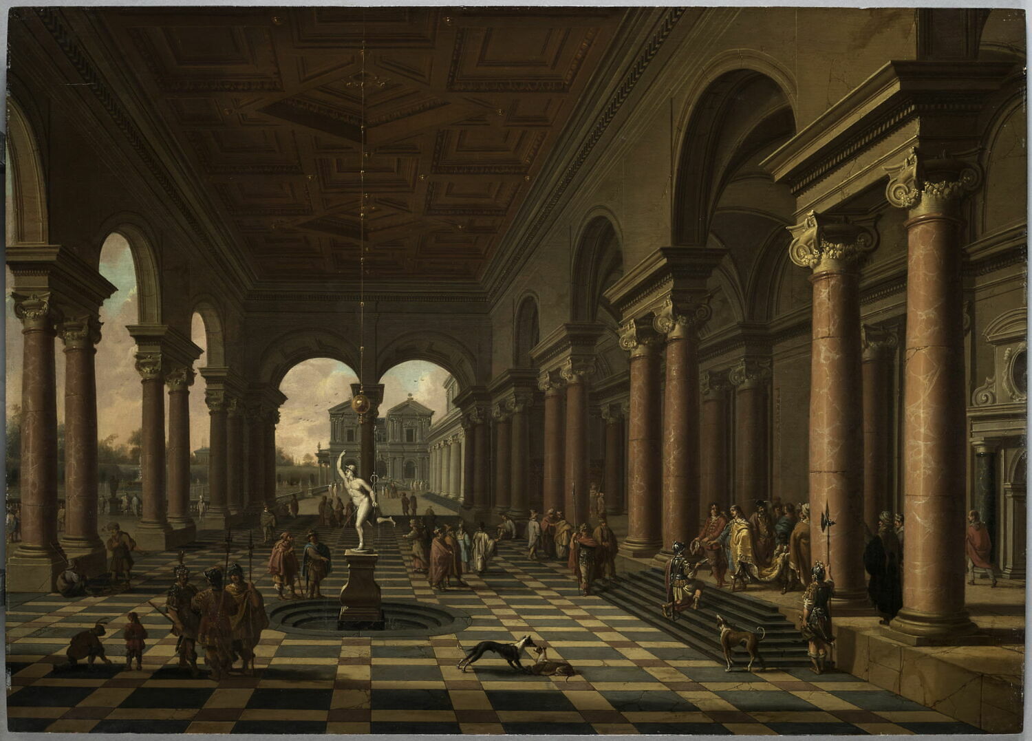 Portique de palais Renaissance avec messager devant un prince, Houckgeest, Gerrit, 2e quart du XVIIe siècle (avant 1635)