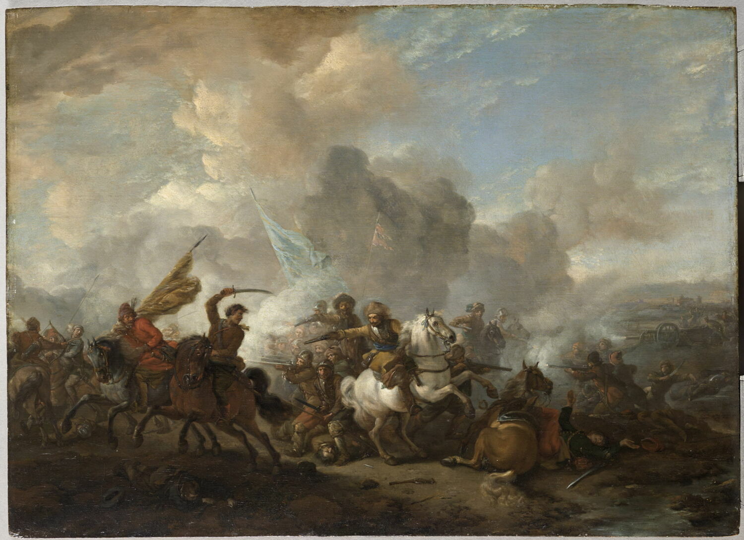 Combat de cavaliers et de fantassins entre Orientaux et Impériaux, Wouwerman, Philips, 2e quart du XVIIe siècle (vers 1655 - 1660)