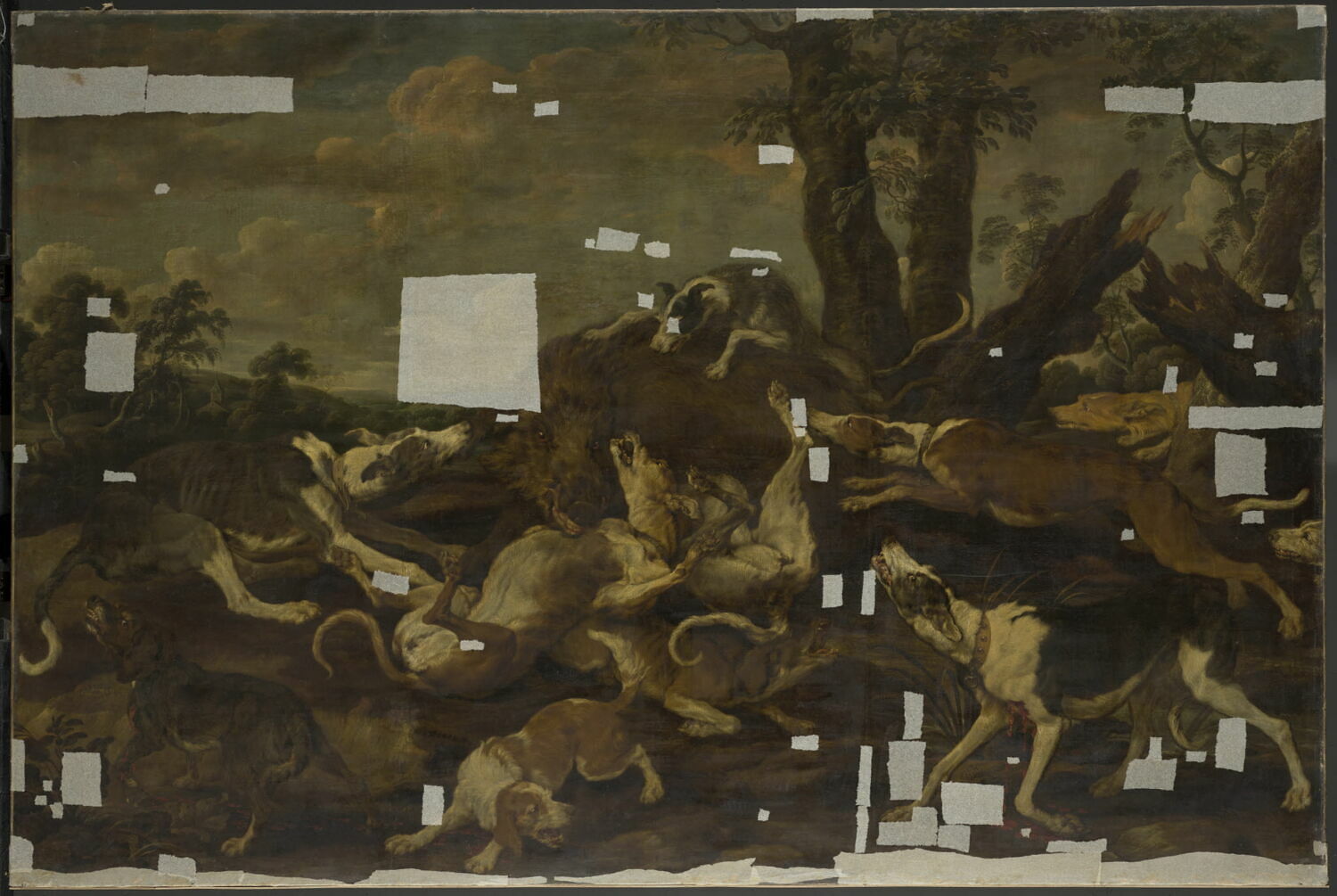 Sanglier assailli par une meute de chiens, Vos, Paul de, 2e quart du XVIIe siècle (1625 - 1650)
