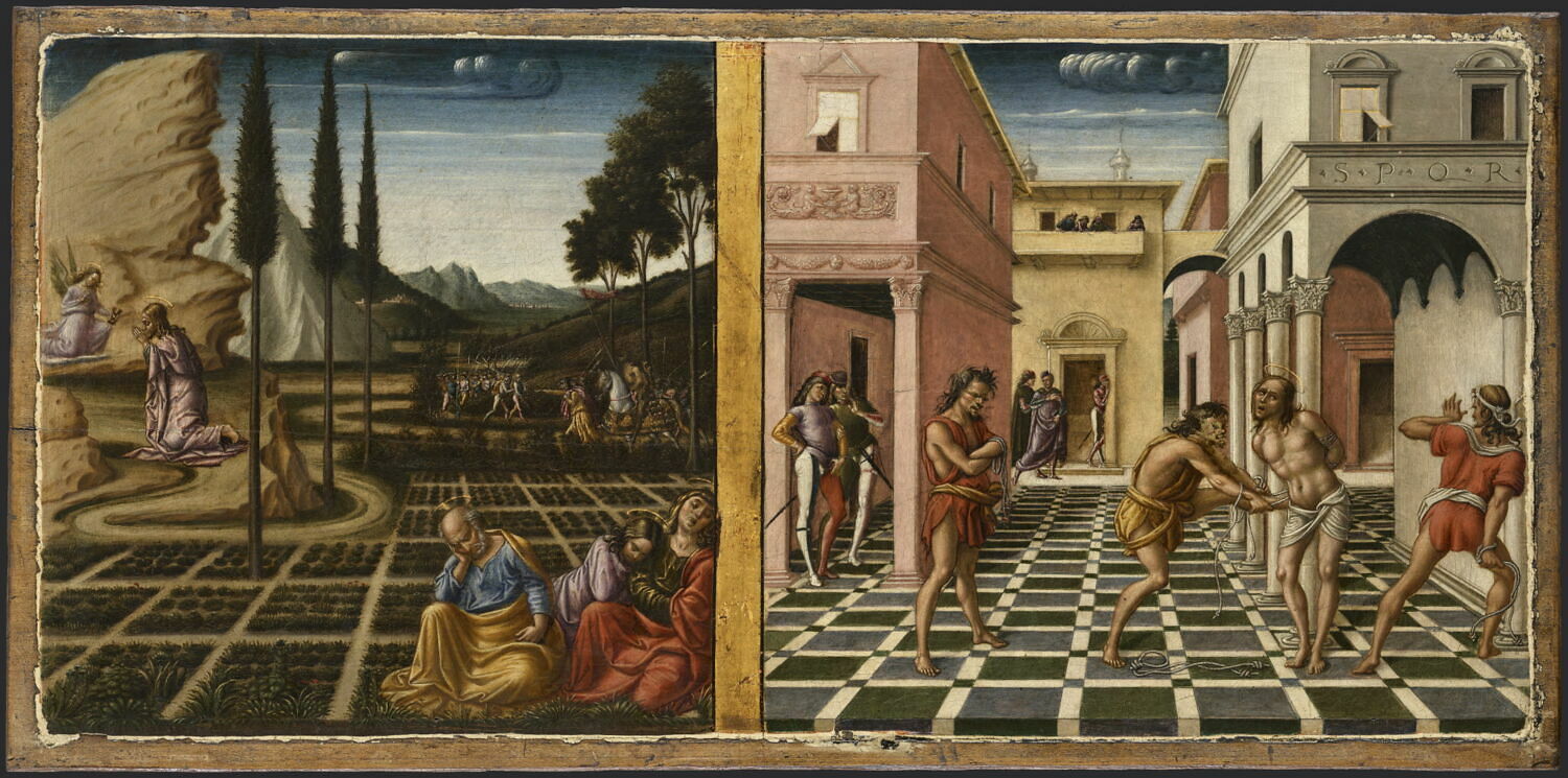 Le Christ au jardin des Oliviers et la Flagellation, Niccolò di Liberatore, 4e quart du XVe siècle (1475 - 1500)