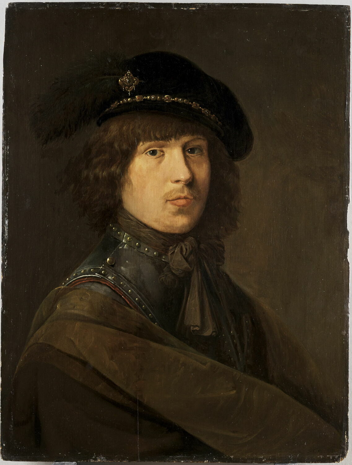 Portrait de l'artiste en cuirasse et coiffé d'un béret à plume, Potter, Pieter, 2e quart du XVIIe siècle (1634)