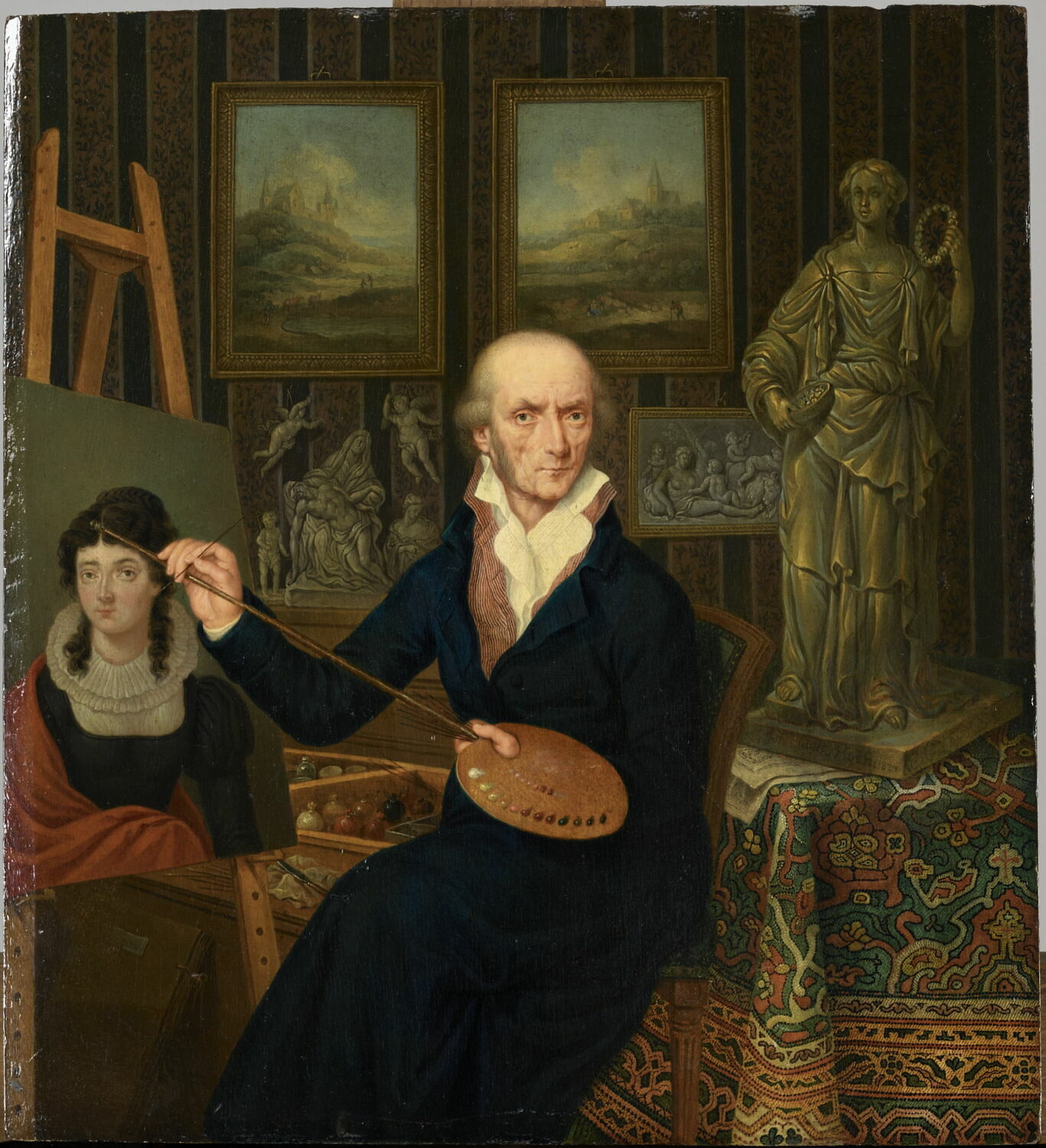 Portrait de l'artiste dans son atelier, Hoch, Johann Jakob, 1e quart du XIXe siècle (1824)