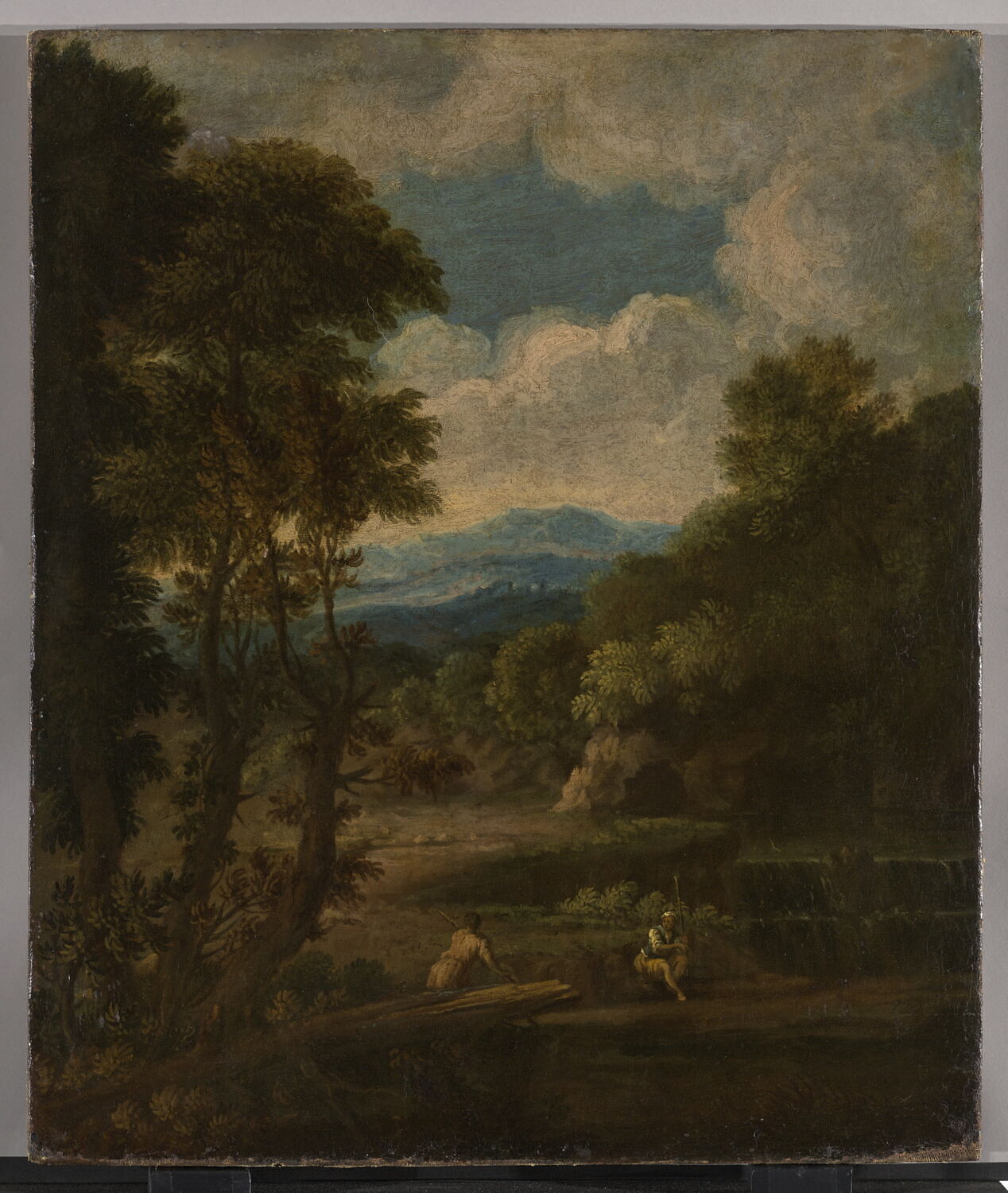 Paysage boisé avec personnages assis près d'une cascade, Bloemen, Jan Frans van, XVIIe siècle (1632)