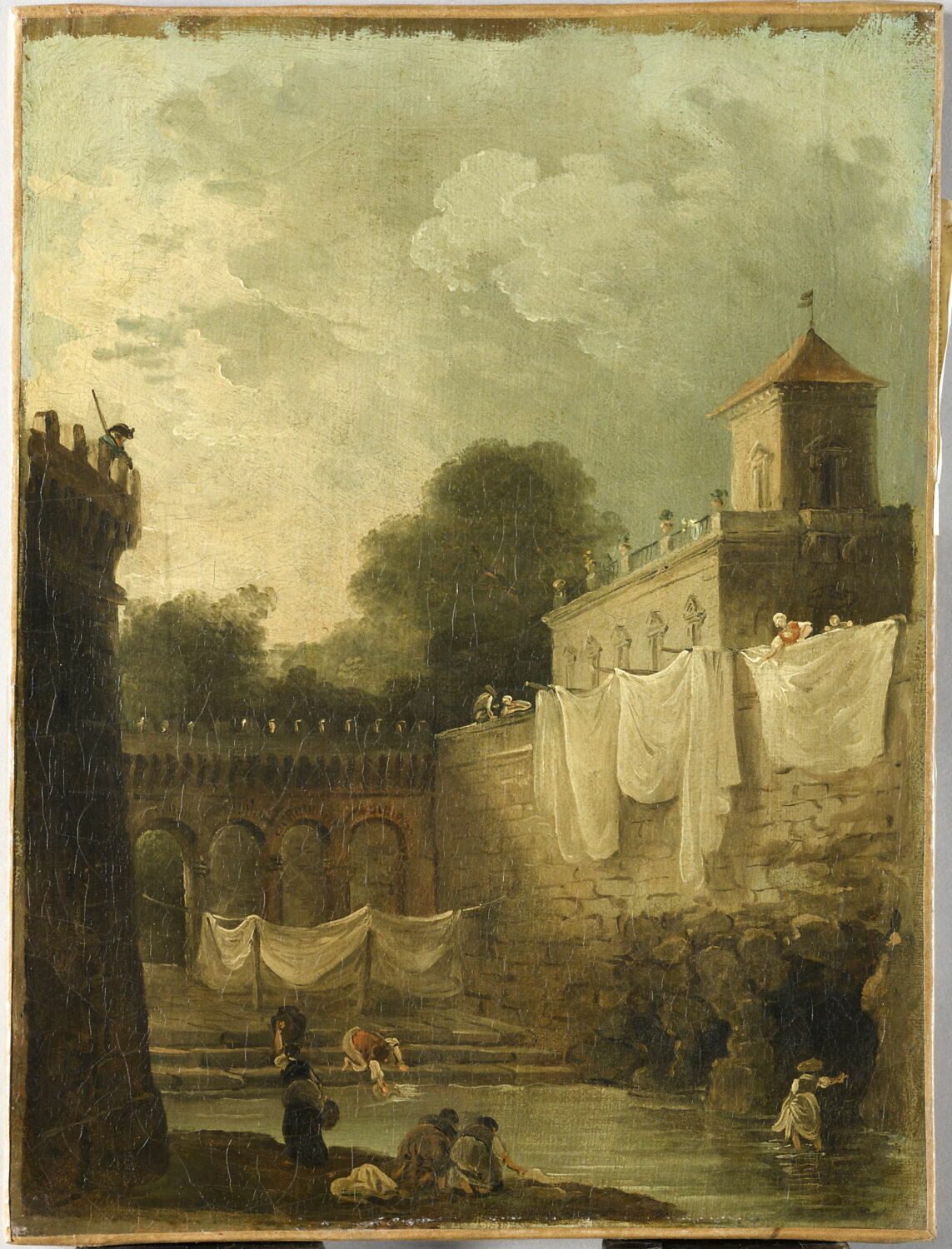 Lavandières dans les fossés d'une villa italienne, Юбер Робер, последняя четверть XVIII века (ок. 1780–1785)