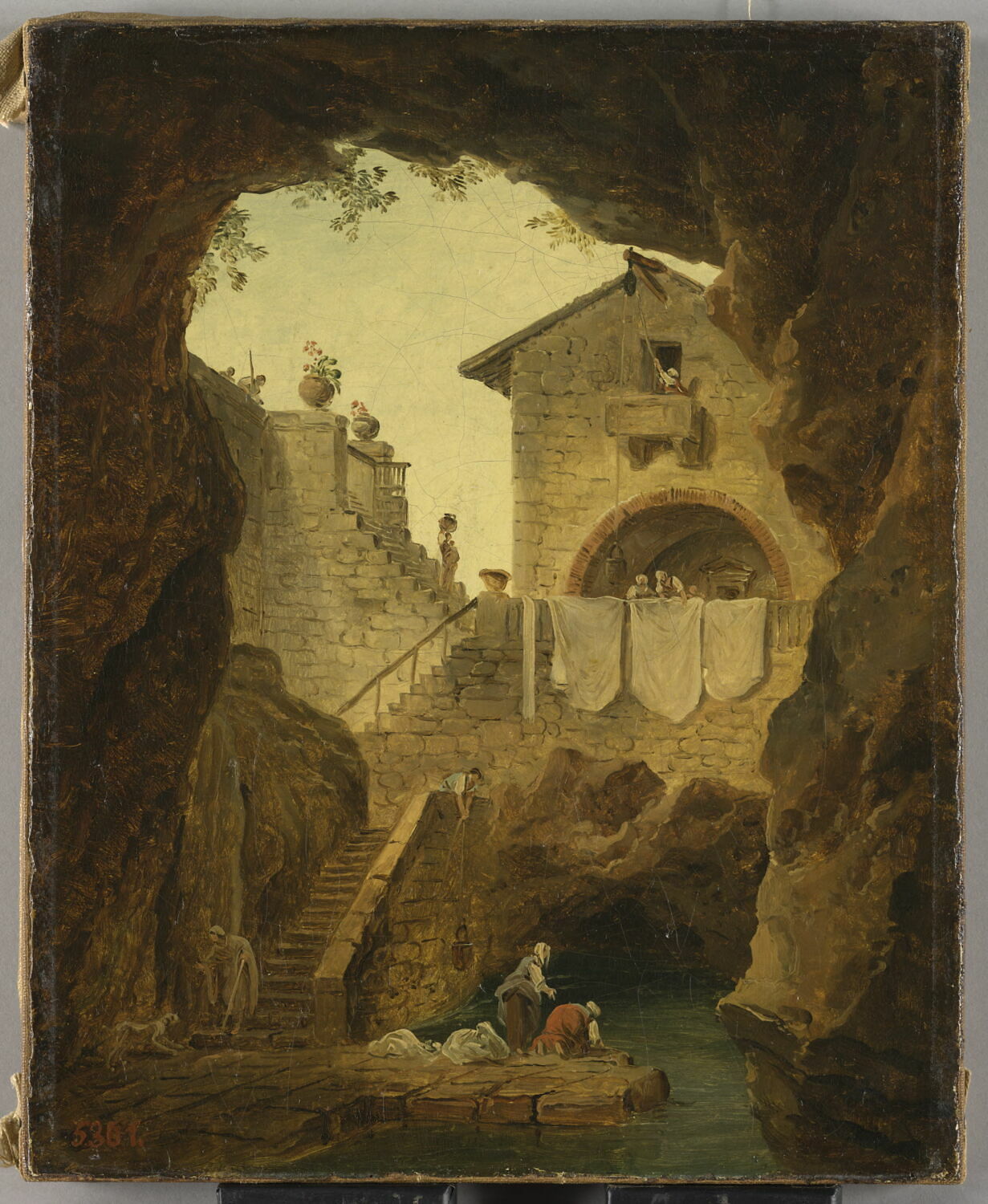 Lavandières. La Fontaine sous la grotte, Юбер Робер, последняя четверть XVIII века (ок. 1780–1785)